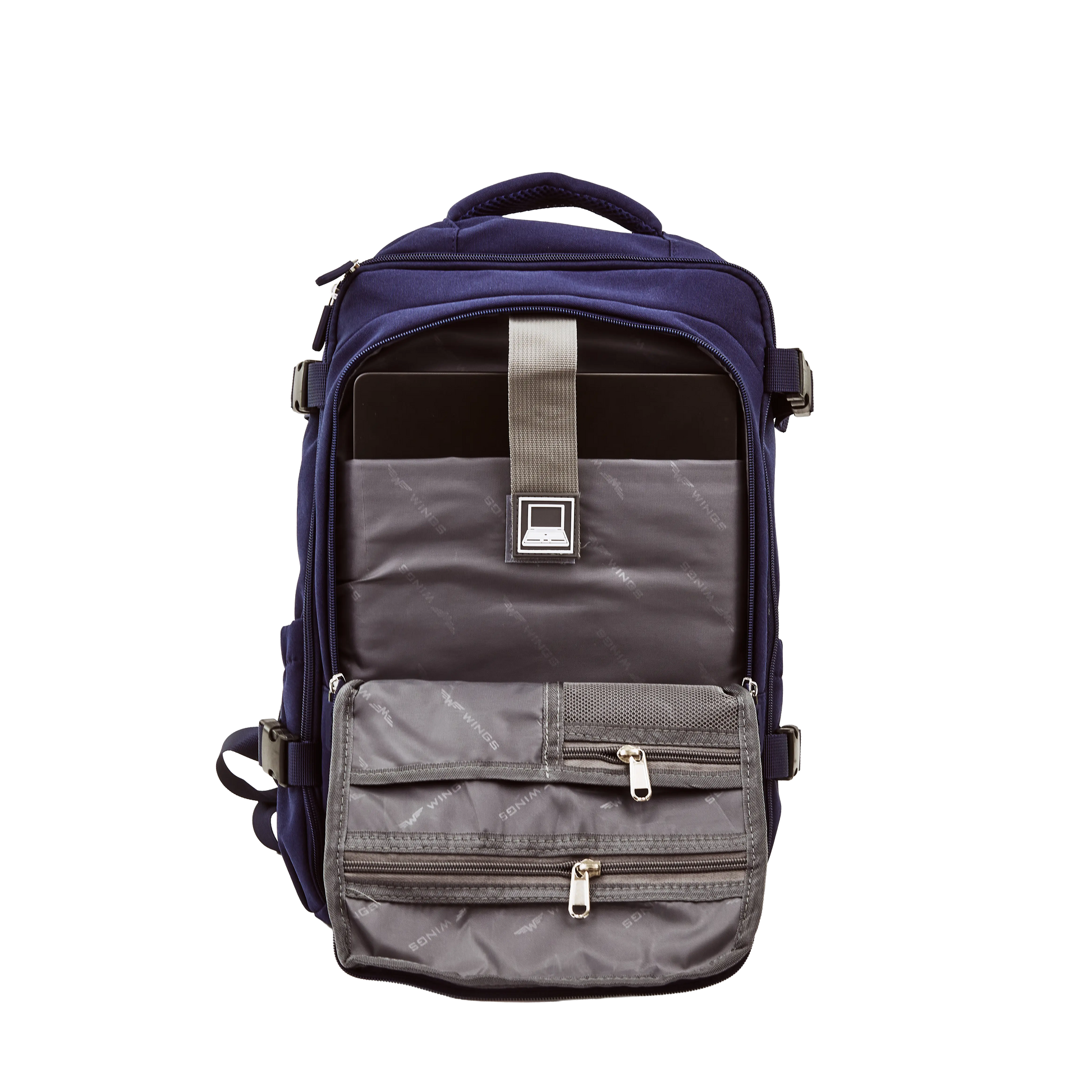 Plecak kabinowy WINGS  bagaż podręczny Ryanair i Wizz Air, lekki plecak podróżny BLUE CABIN BACKPACK