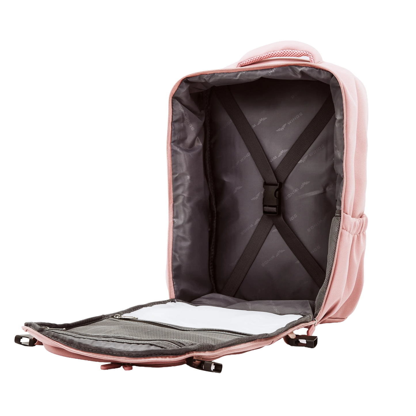 Plecak kabinowy WINGS  bagaż podręczny Ryanair i Wizz Air, lekki plecak podróżny PINK CABIN BACKPACK