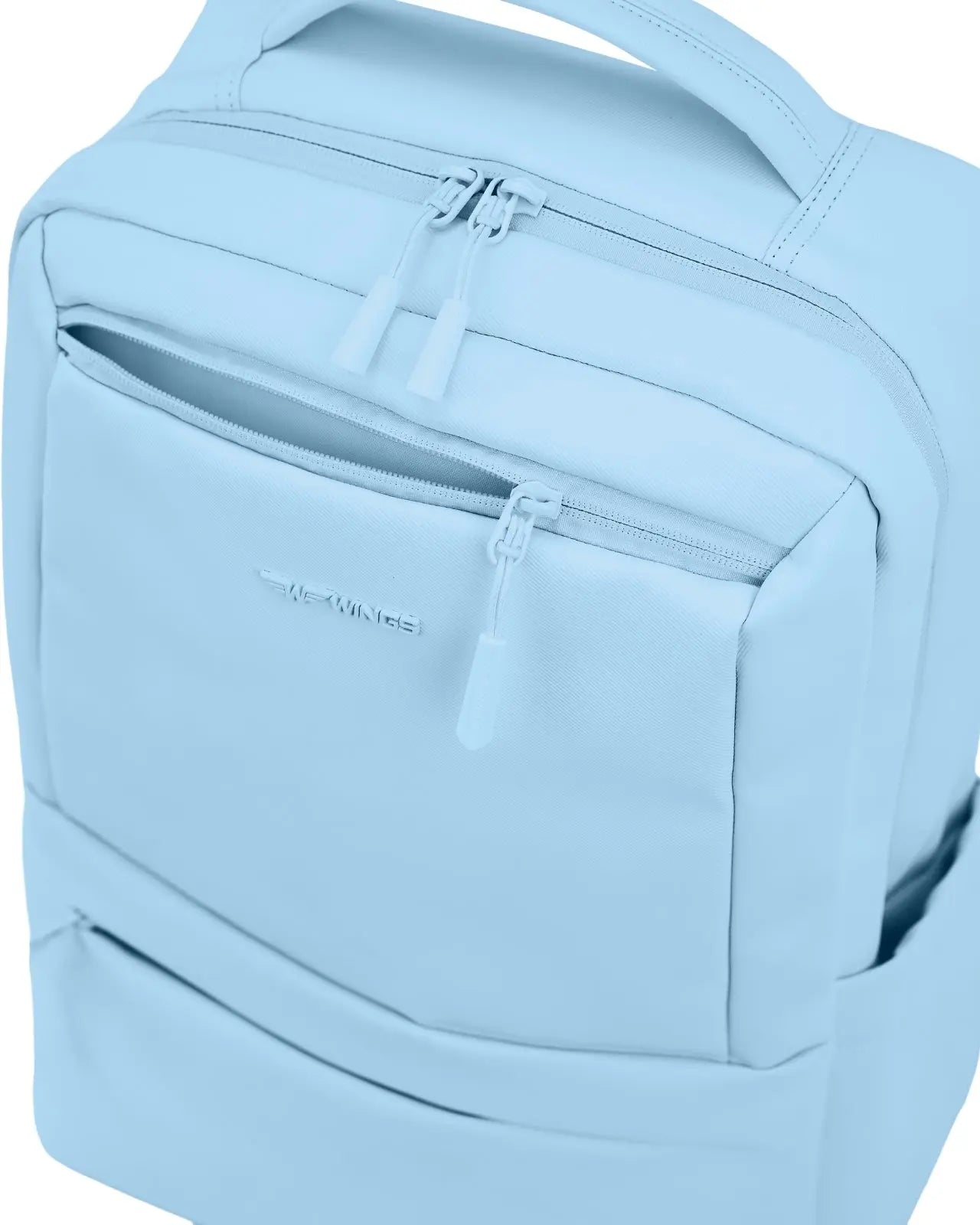Plecak kabinowy WINGS CBP003 bagaż z kieszenią na laptop i systemem wentylacji pleców PASTEL BLUE CABIN BACKPACK