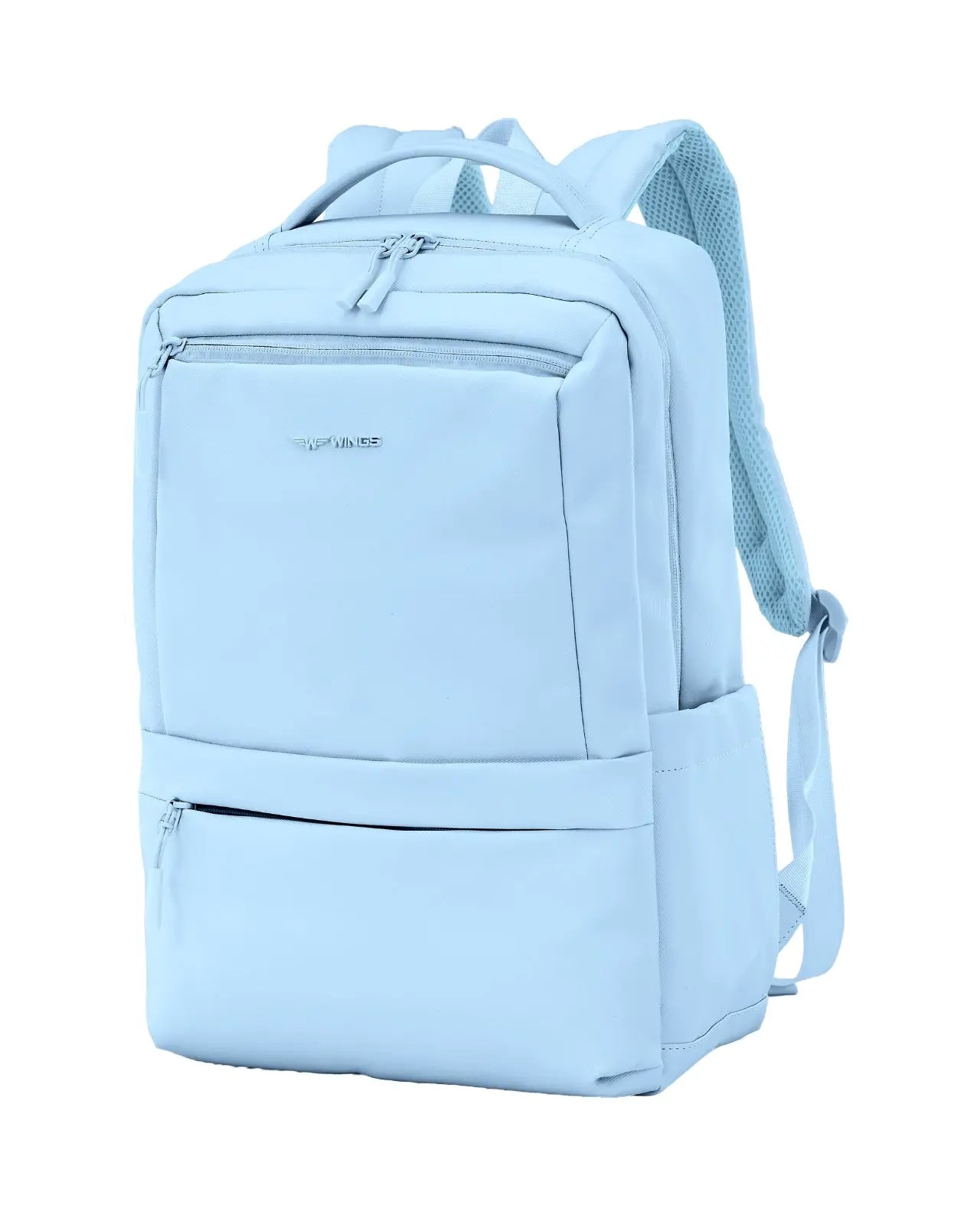 Plecak kabinowy WINGS CBP003 bagaż z kieszenią na laptop i systemem wentylacji pleców PASTEL BLUE CABIN BACKPACK