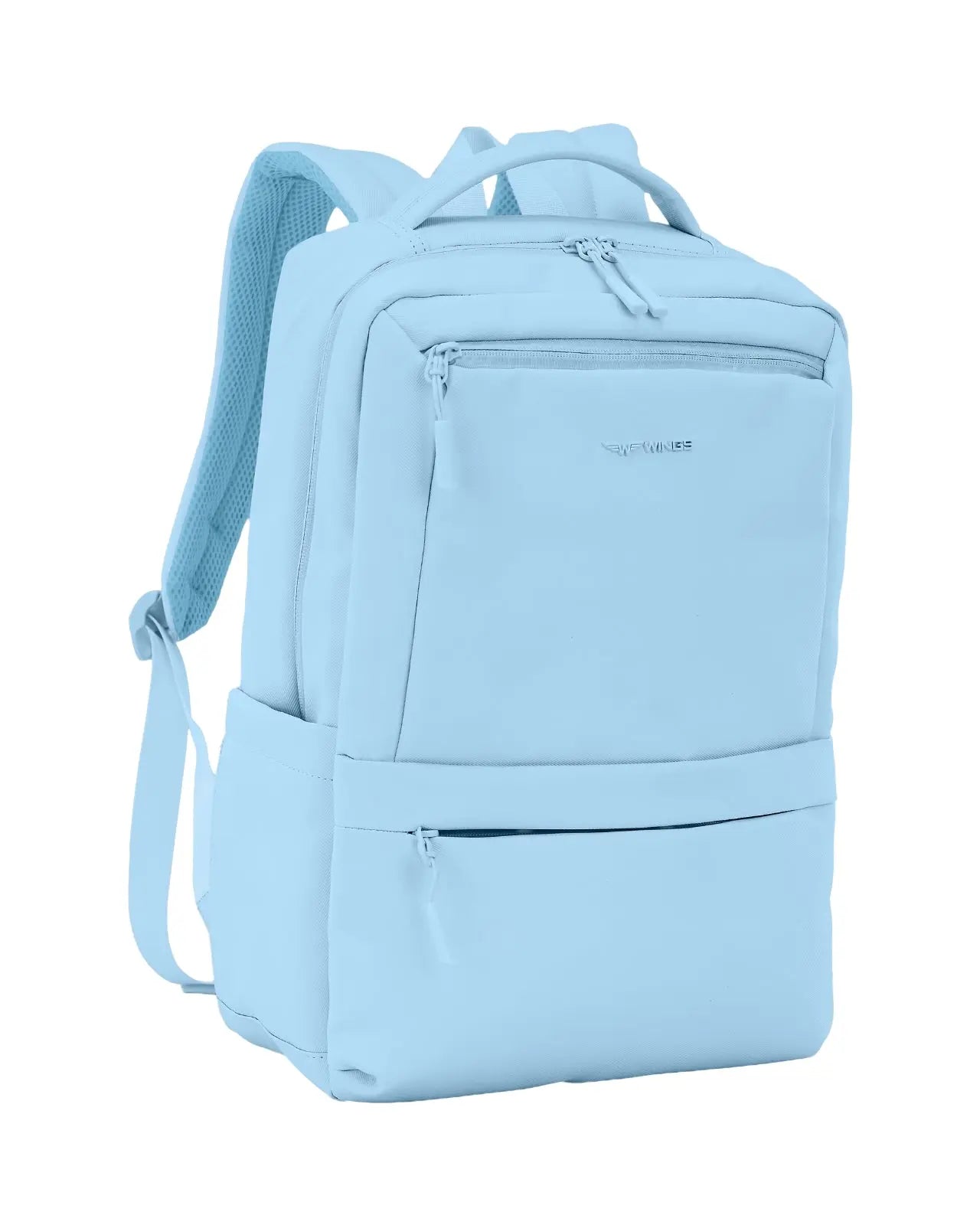 Plecak kabinowy WINGS CBP003 bagaż z kieszenią na laptop i systemem wentylacji pleców PASTEL BLUE CABIN BACKPACK