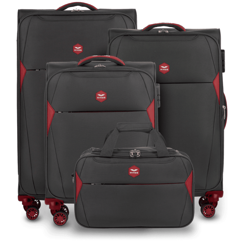 Set of 3 DIPPER Suitcases + Wings Carry-on Bag GREY