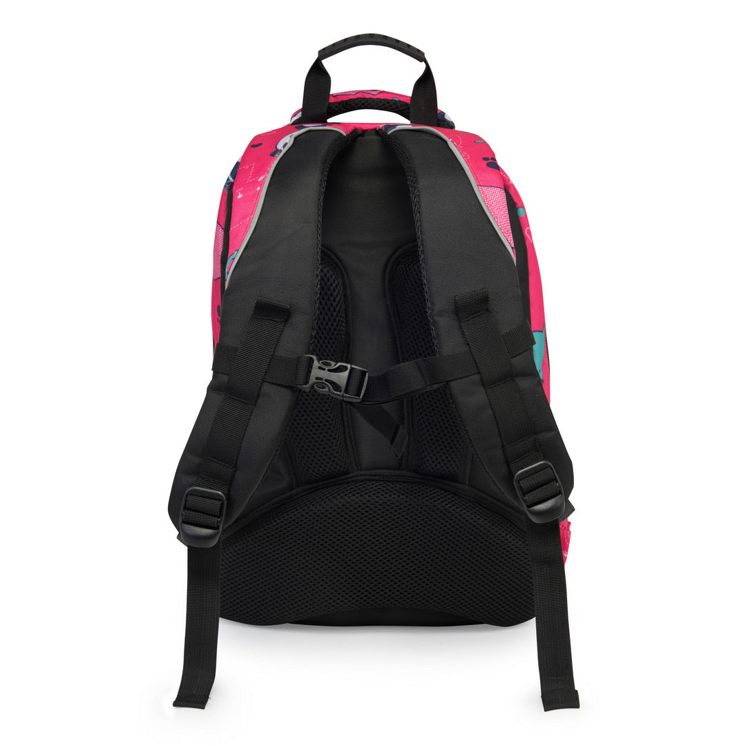 Zaino scolastico per bambini WINGS da 19 L con astuccio, panda e gattini, leggero, PINK