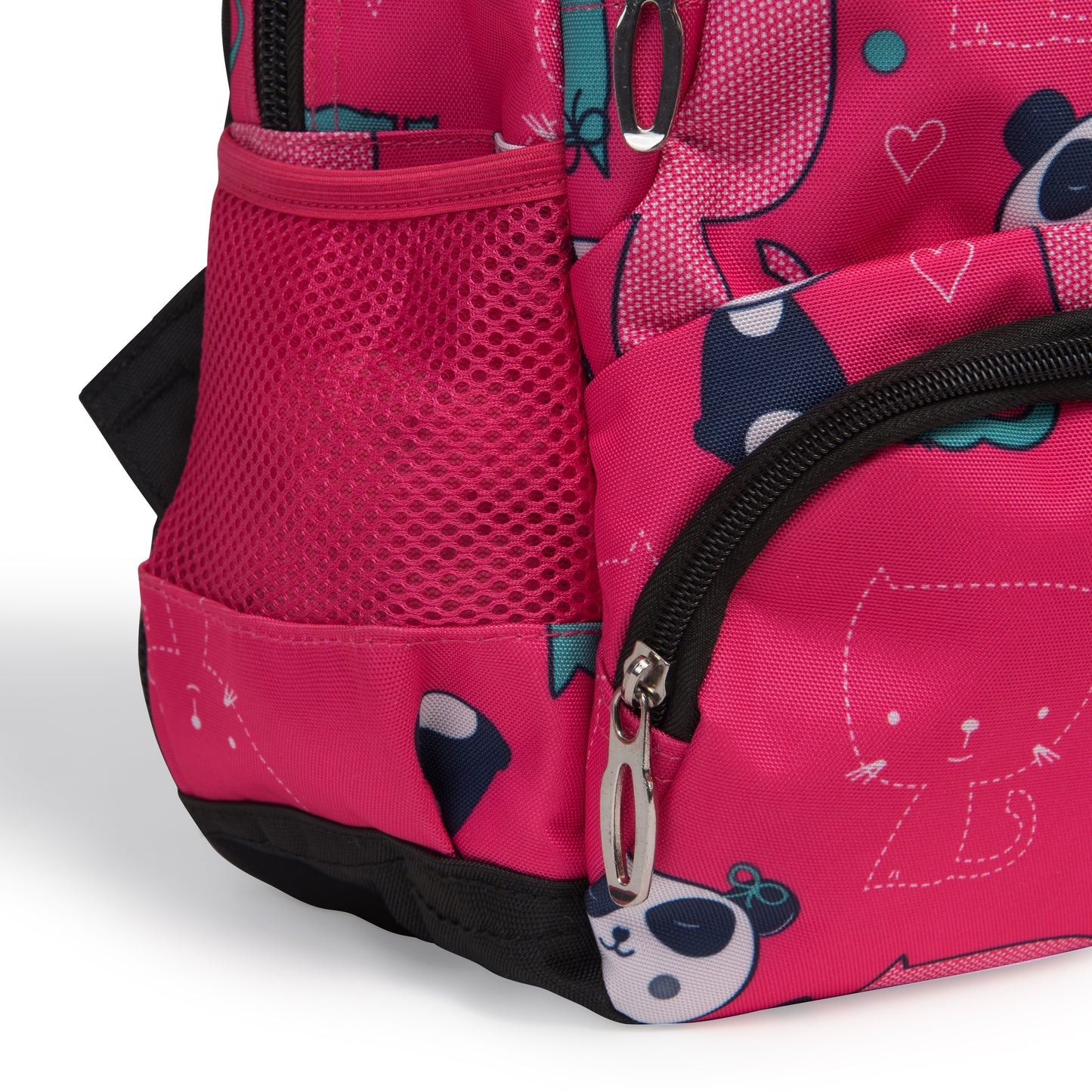 Zaino scolastico per bambini WINGS da 19 L con astuccio, panda e gattini, leggero, PINK