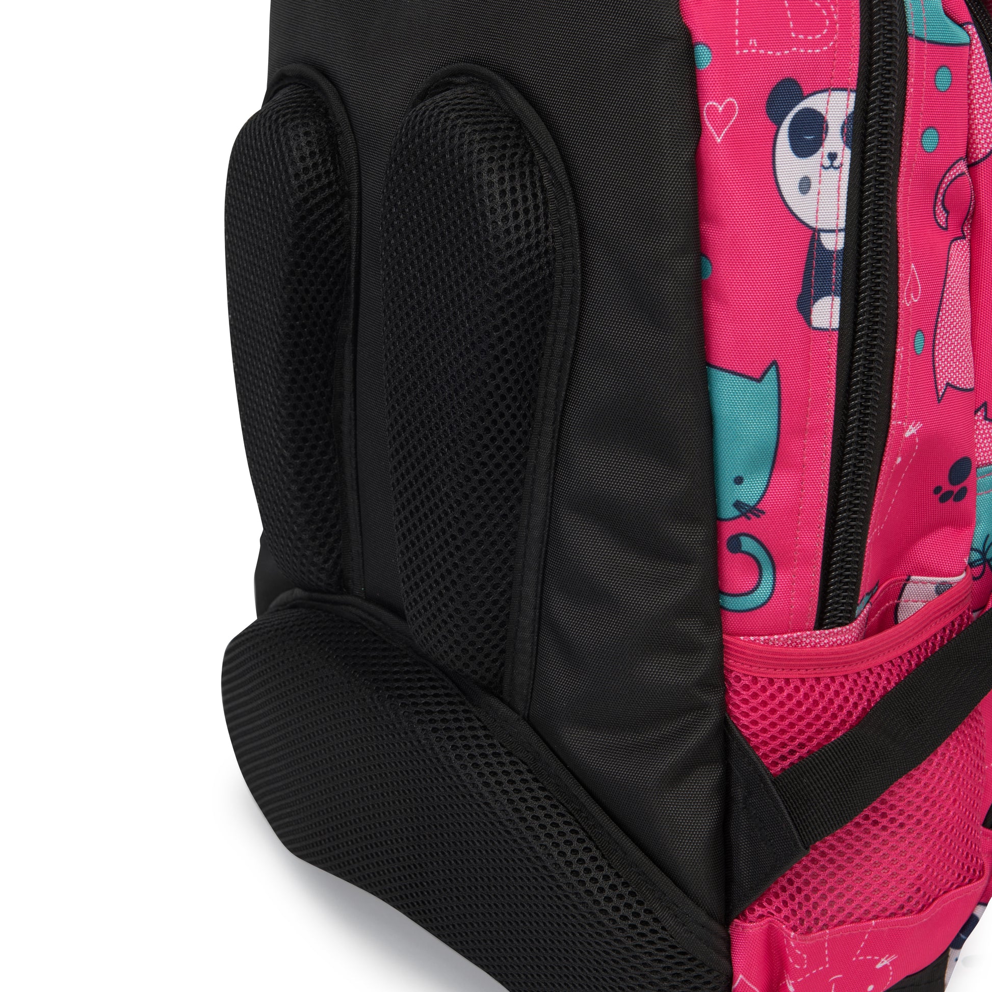 Zaino scolastico per bambini WINGS da 19 L con astuccio, panda e gattini, leggero, PINK