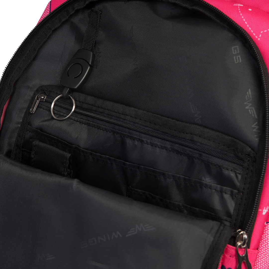 Zaino scolastico per bambini WINGS da 19 L con astuccio, panda e gattini, leggero, PINK