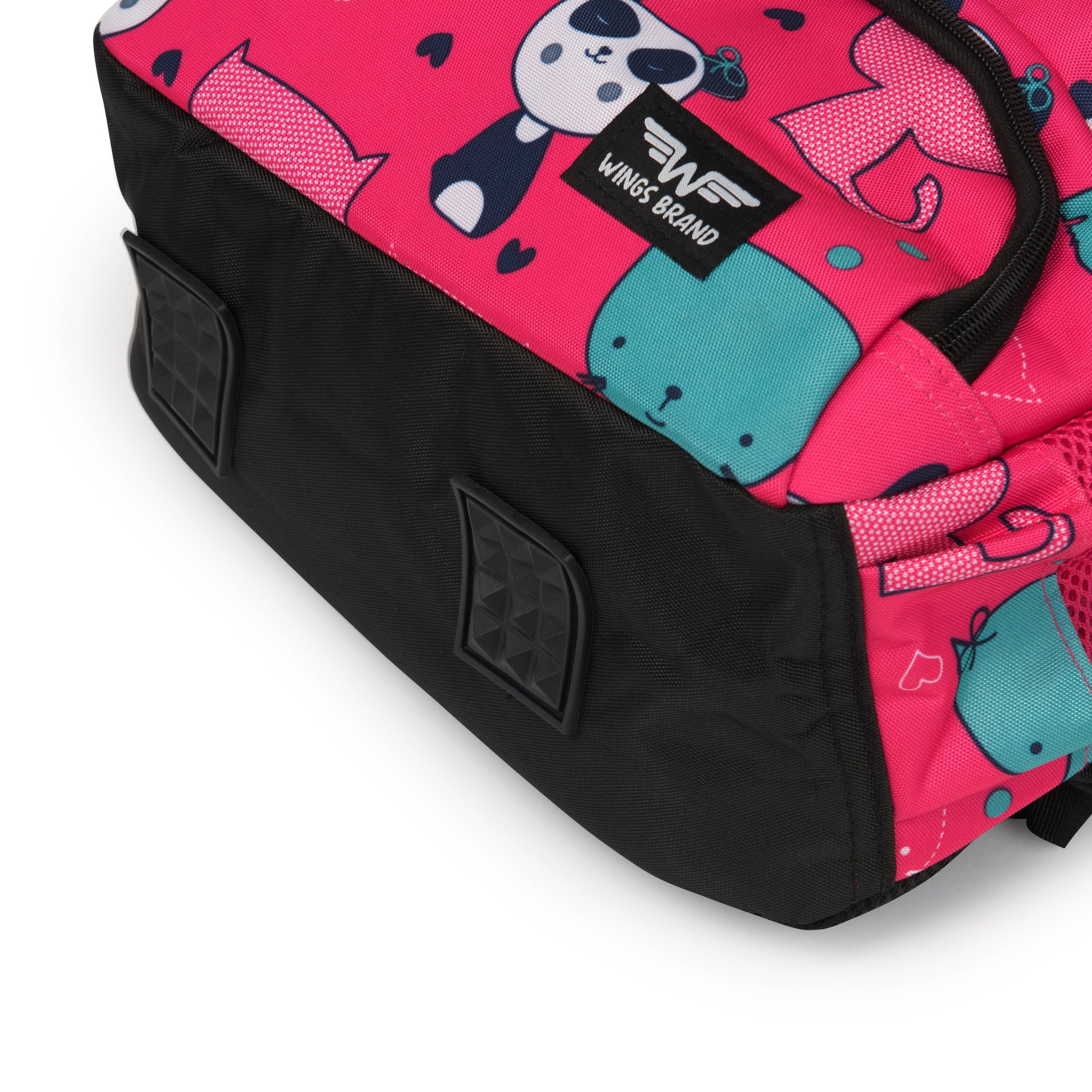 Zaino scolastico per bambini WINGS da 19 L con astuccio, panda e gattini, leggero, PINK