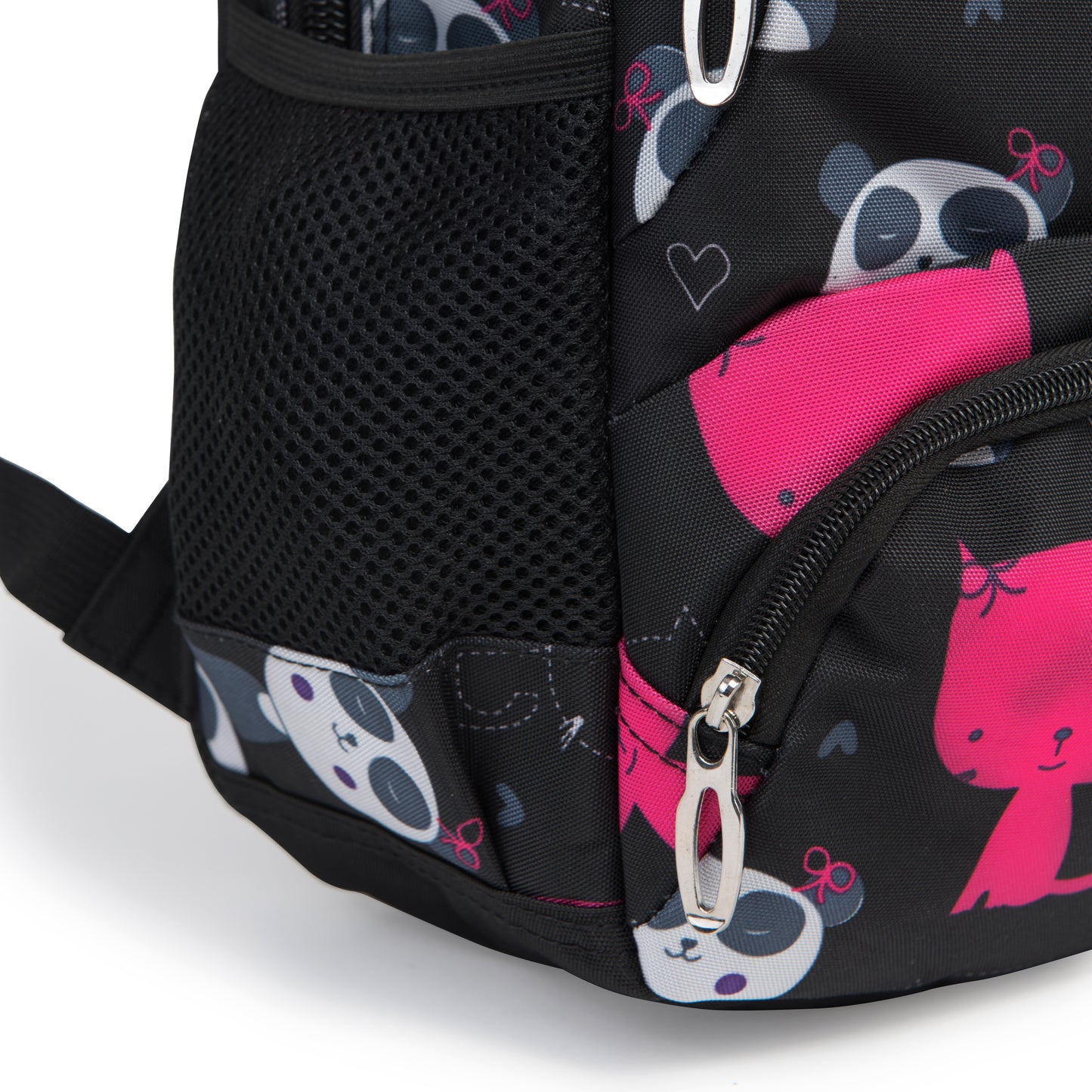 Lasten WINGS-koulureppu 19 l penaalilla, panda- ja kissakuviot, kevyt, BLACK