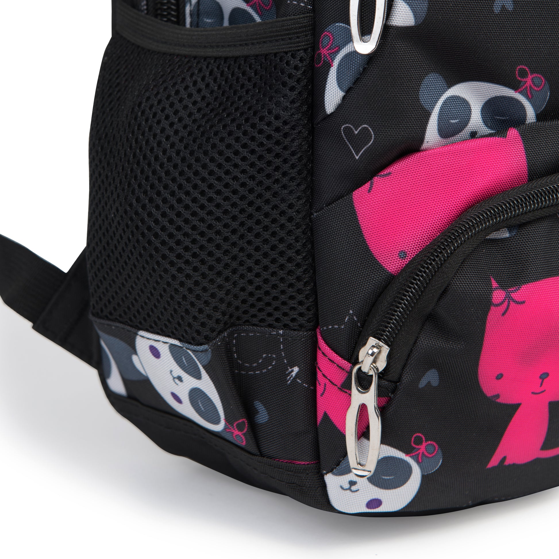 Lasten WINGS-koulureppu 19 l penaalilla, panda- ja kissakuviot, kevyt, BLACK