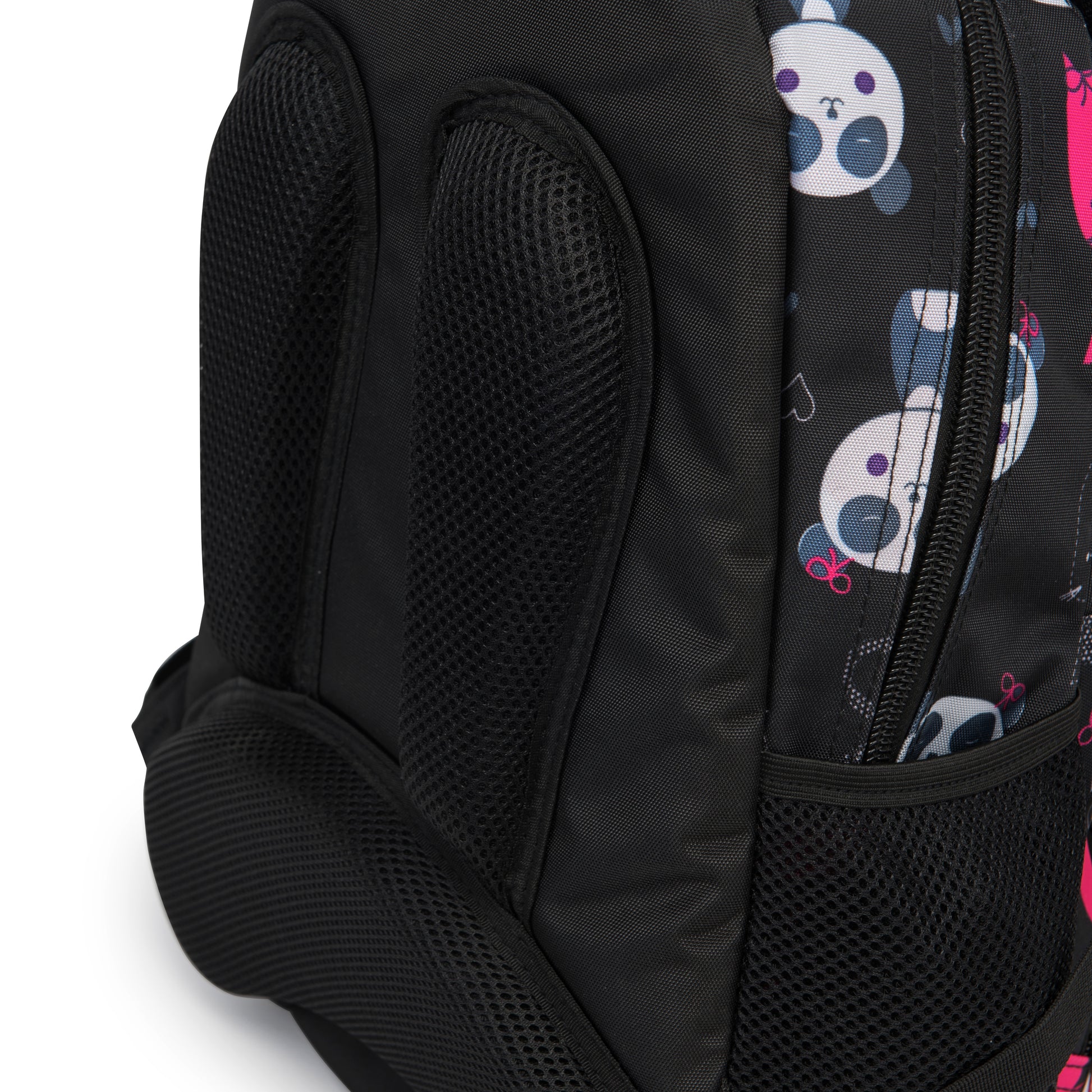 Lasten WINGS-koulureppu 19 l penaalilla, panda- ja kissakuviot, kevyt, BLACK