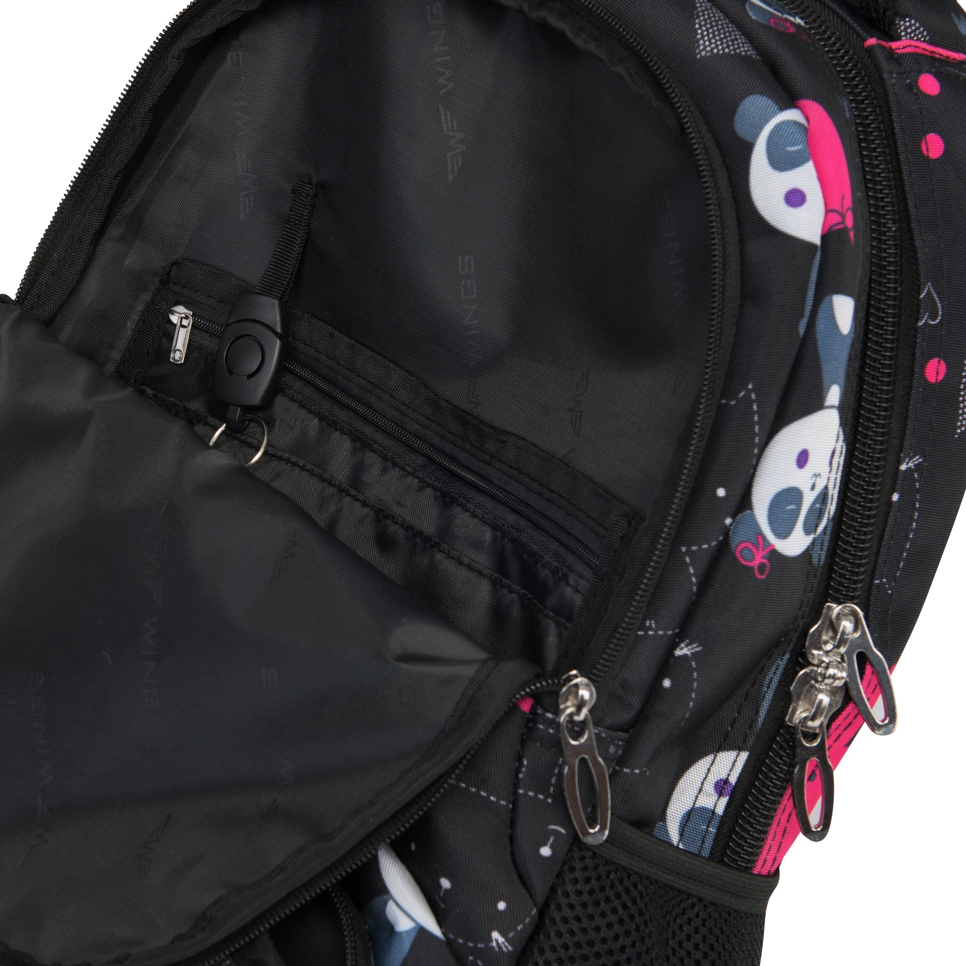 Lasten WINGS-koulureppu 19 l penaalilla, panda- ja kissakuviot, kevyt, BLACK