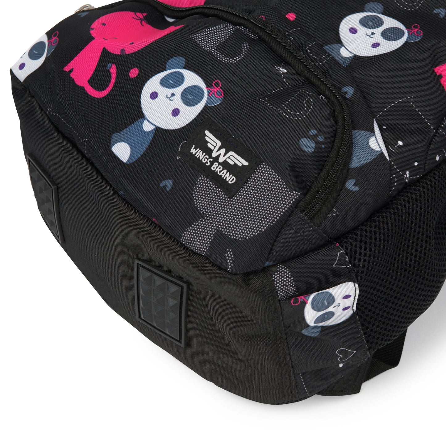 Lasten WINGS-koulureppu 19 l penaalilla, panda- ja kissakuviot, kevyt, BLACK