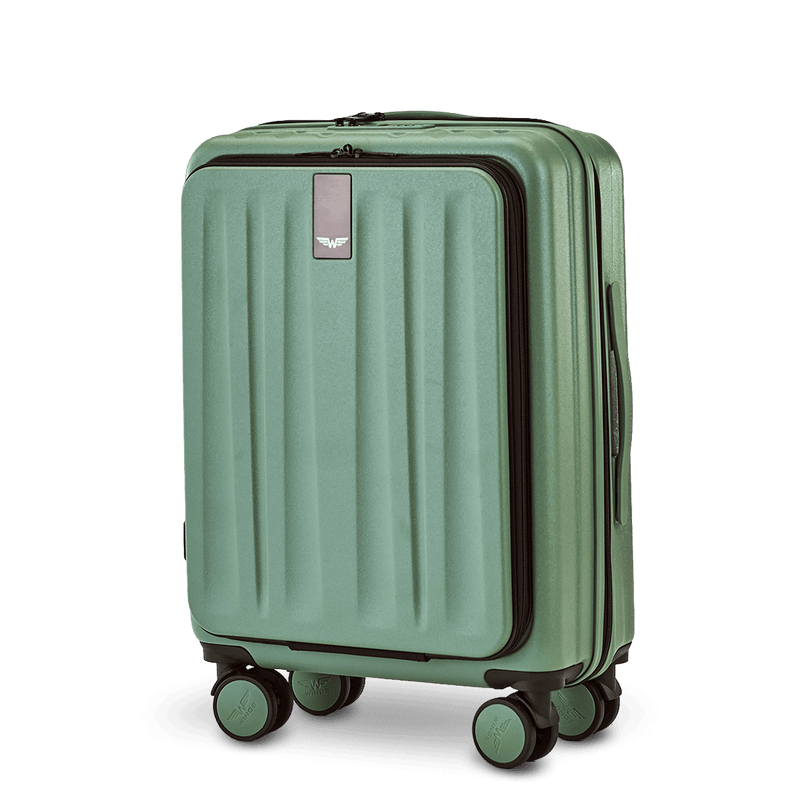 WINGS GREBE 20" ARMY GREEN carry-on suitcase with front pocket