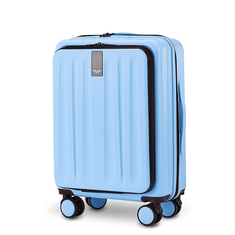 WINGS GREBE 20" LIGHT BLUE carry-on suitcase with front pocket