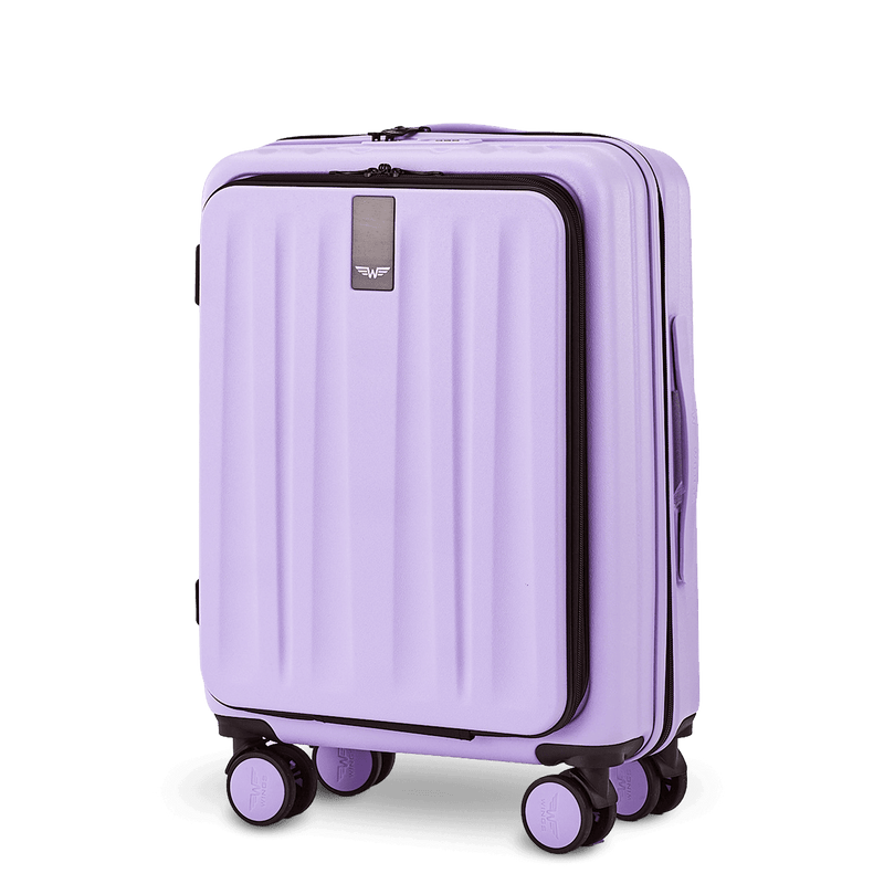 WINGS GREBE 20" WHITE PURPLE carry-on suitcase with front pocket