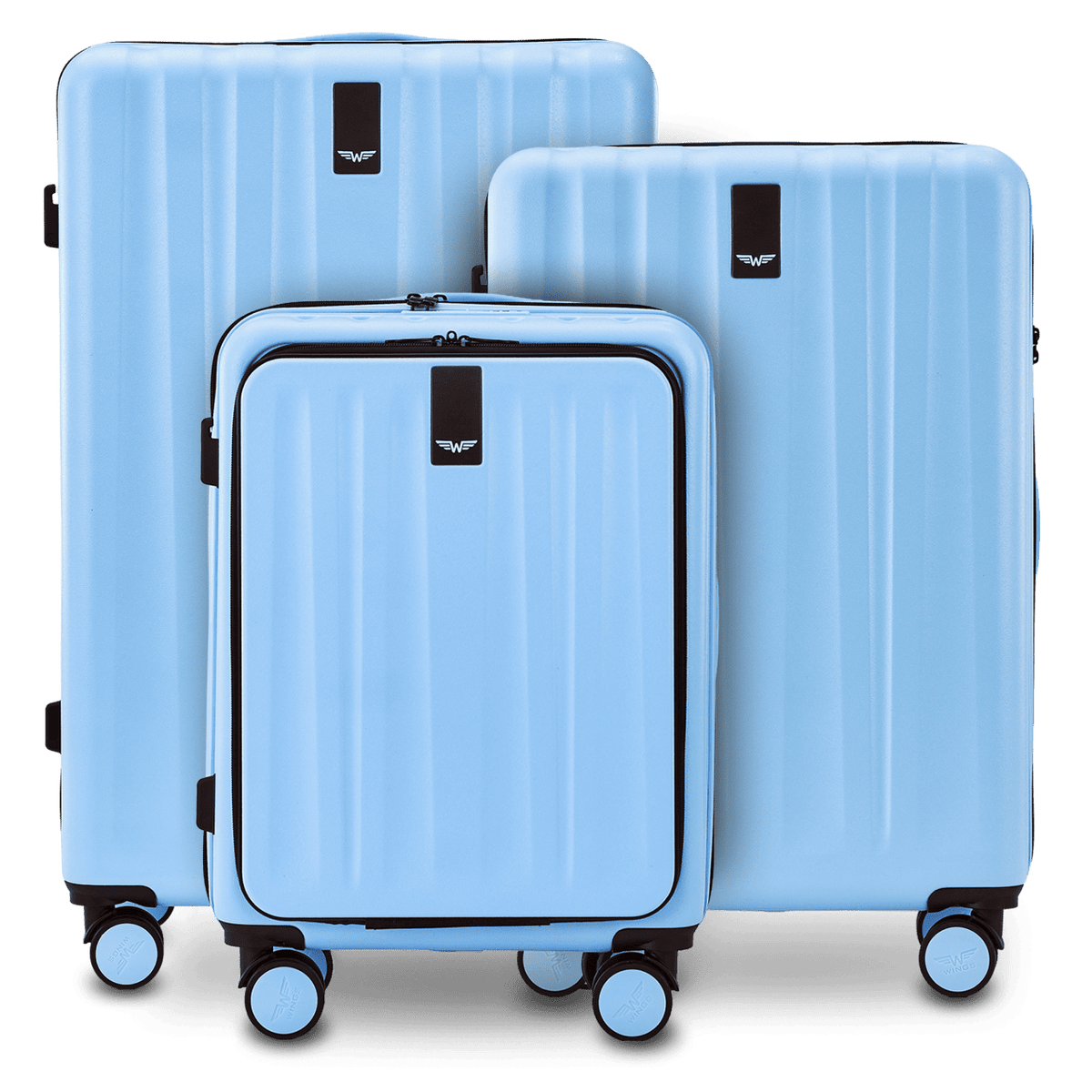 WINGS GREBE LIGHT BLUE 3-piece suitcase set