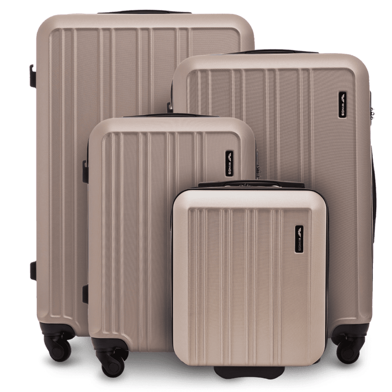 Juego de 4 maletas WINGS HARRIER S M L + 16” conjunto de viaje CHAMPAGNE