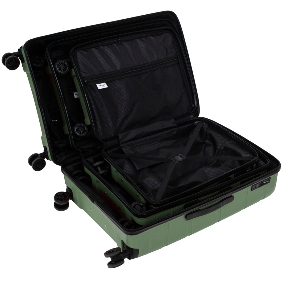 Wings HAWFINCH 3.0 set of 3 polypropylene suitcases BLACKISH GREEN