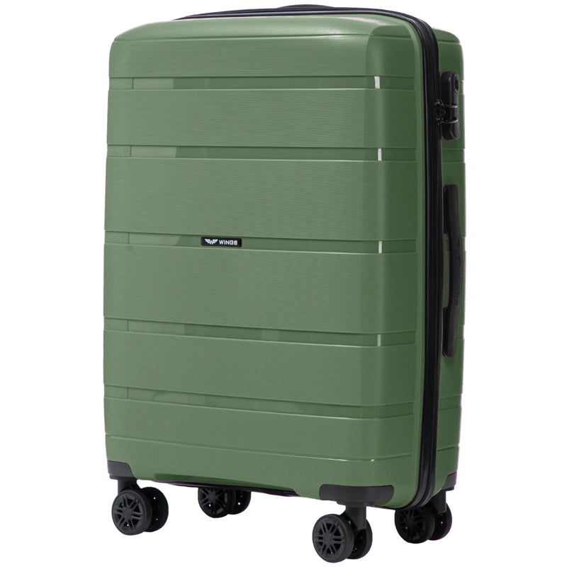 Juego de 3 maletas Wings HAWFINCH 3.0 de polipropileno verde negruzco