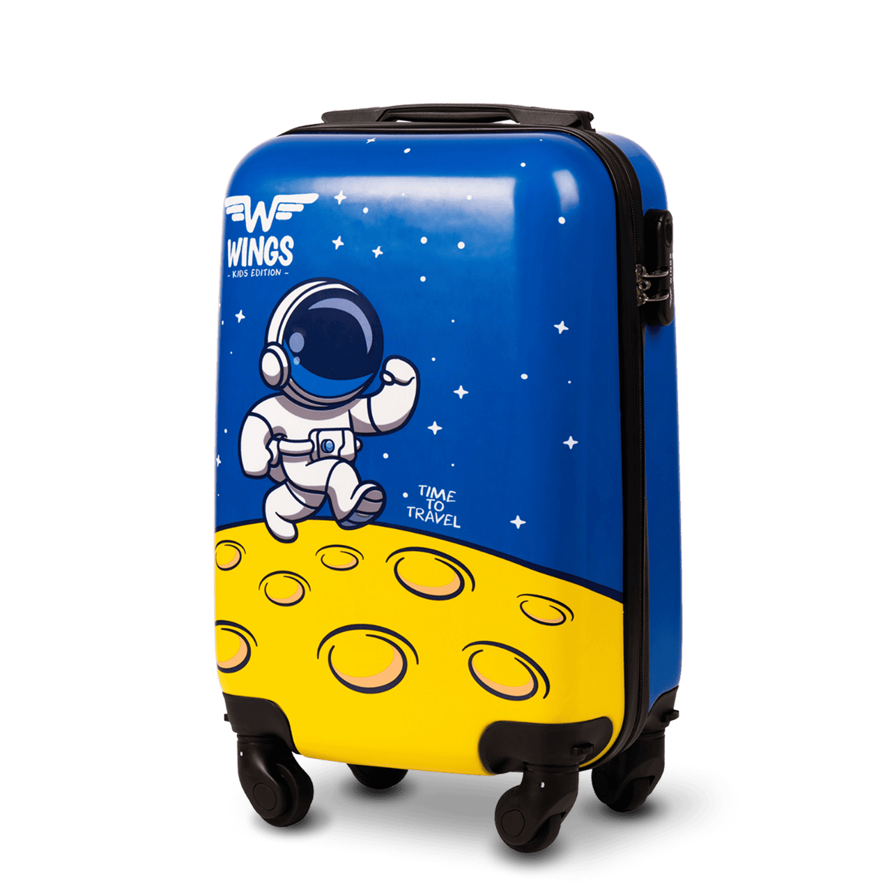 LASTEN KOVAKUORINEN KABINIMATKALAUKKU WINGS SININEN ASTRONAUT XS 18"