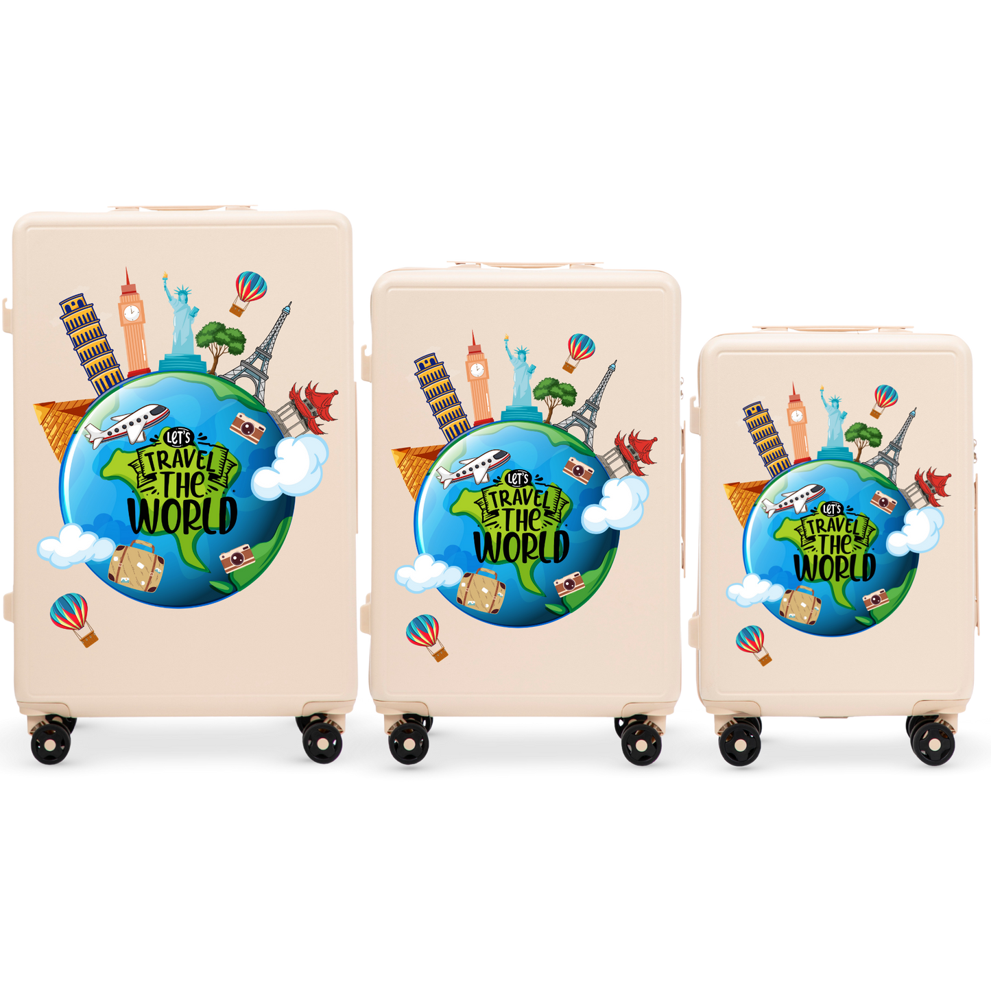 Set of 3 Wings ABS+ Customized TOURISM DIRTY WHITE Suitcases