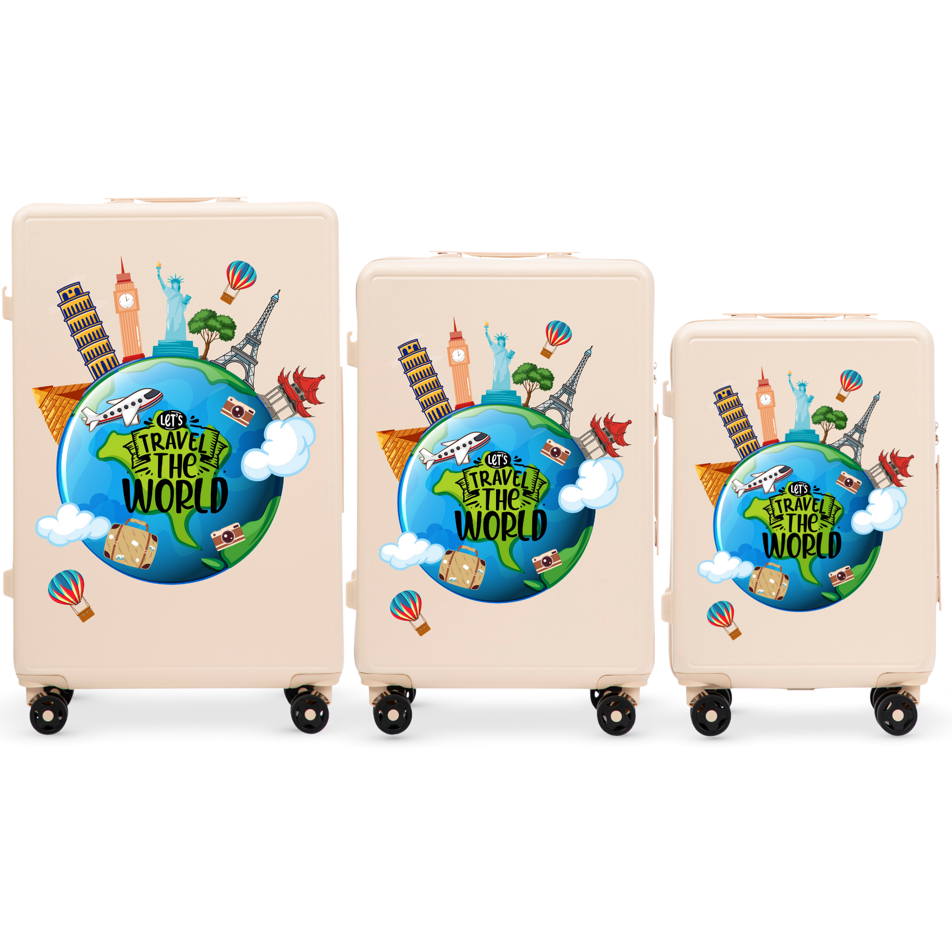 Set of 3 Wings ABS+ Customized TOURISM DIRTY WHITE Suitcases