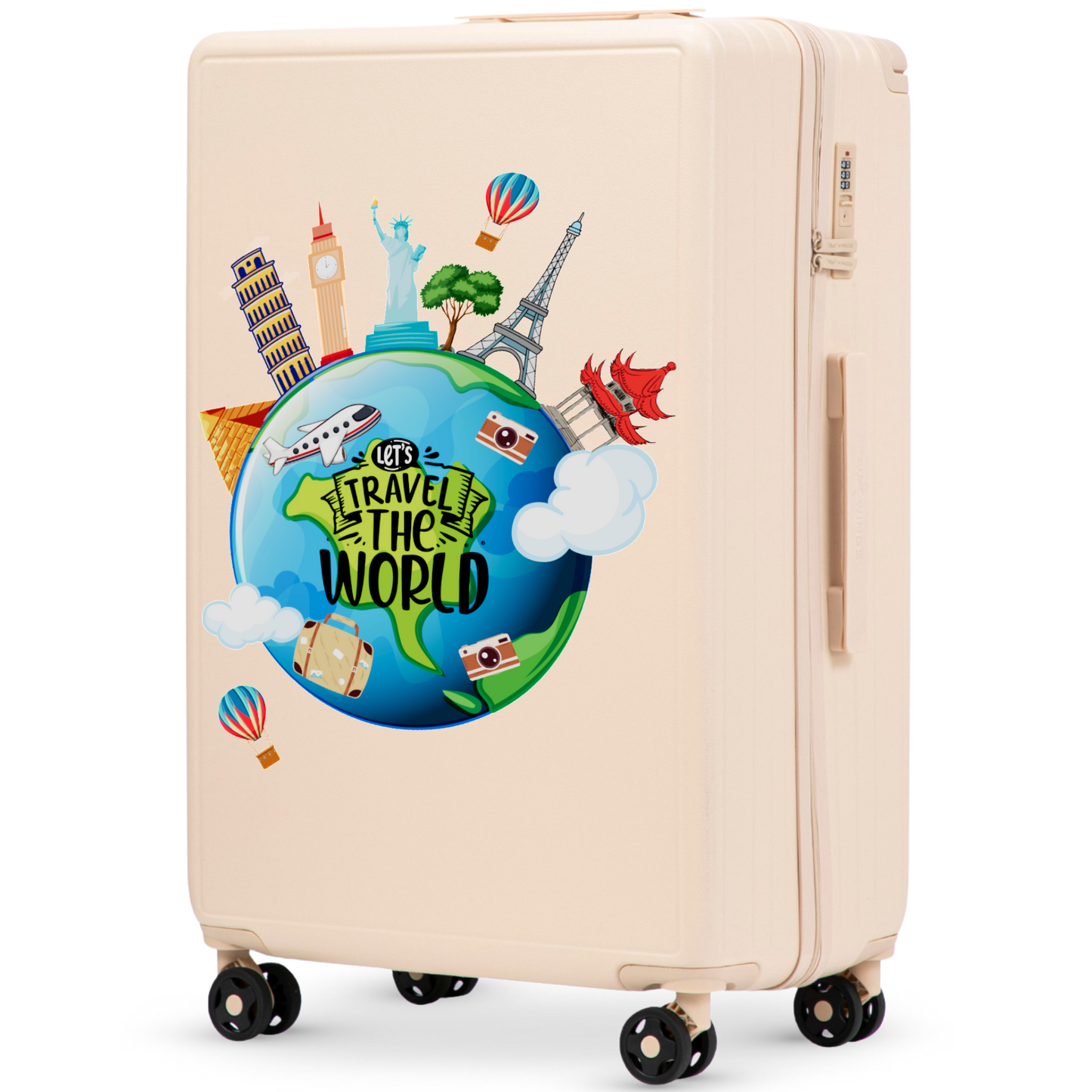 Didelis WINGS ABS+ lagaminas 28" Customized DIRTY WHITE TOURISM