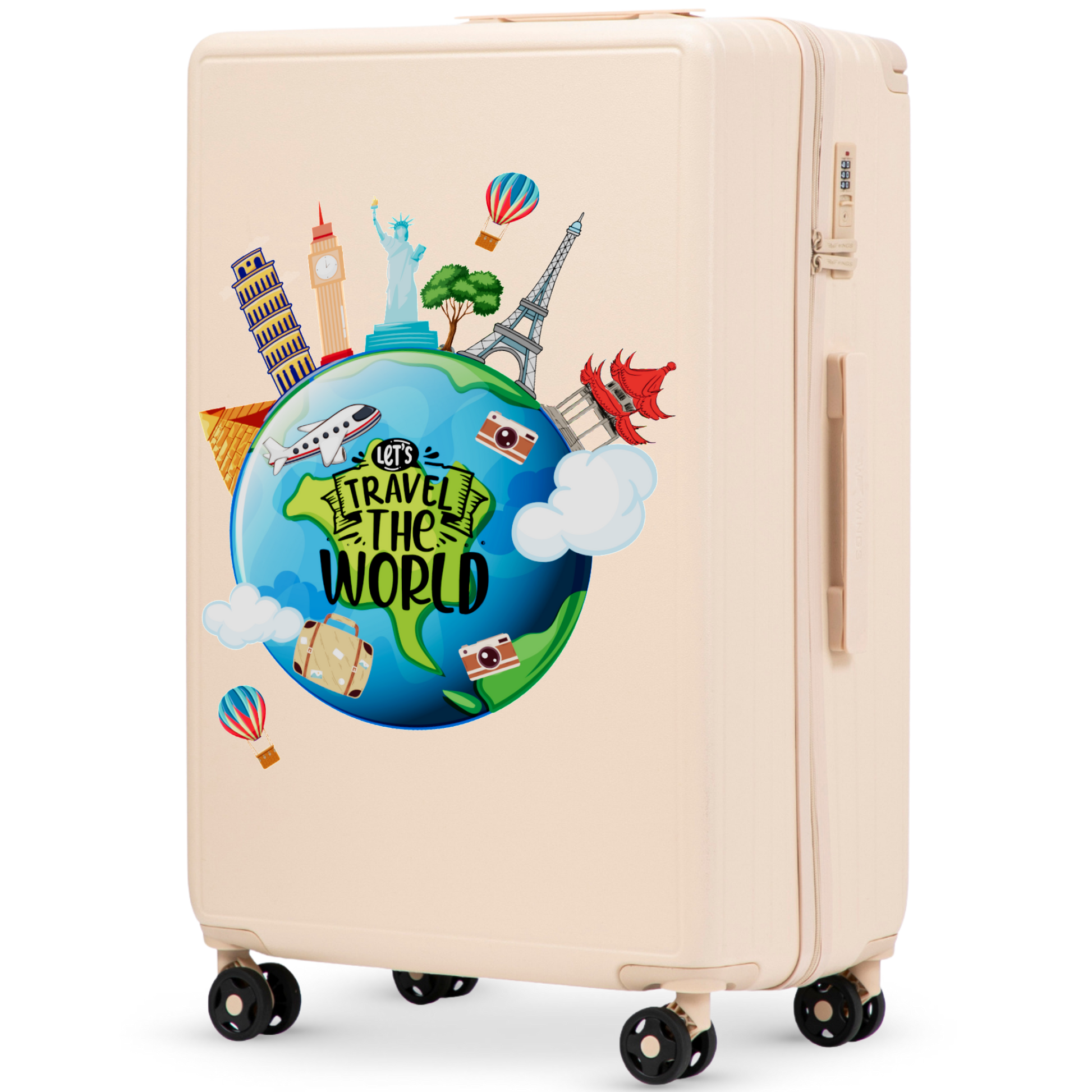 Didelis WINGS ABS+ lagaminas 28" Customized DIRTY WHITE TOURISM