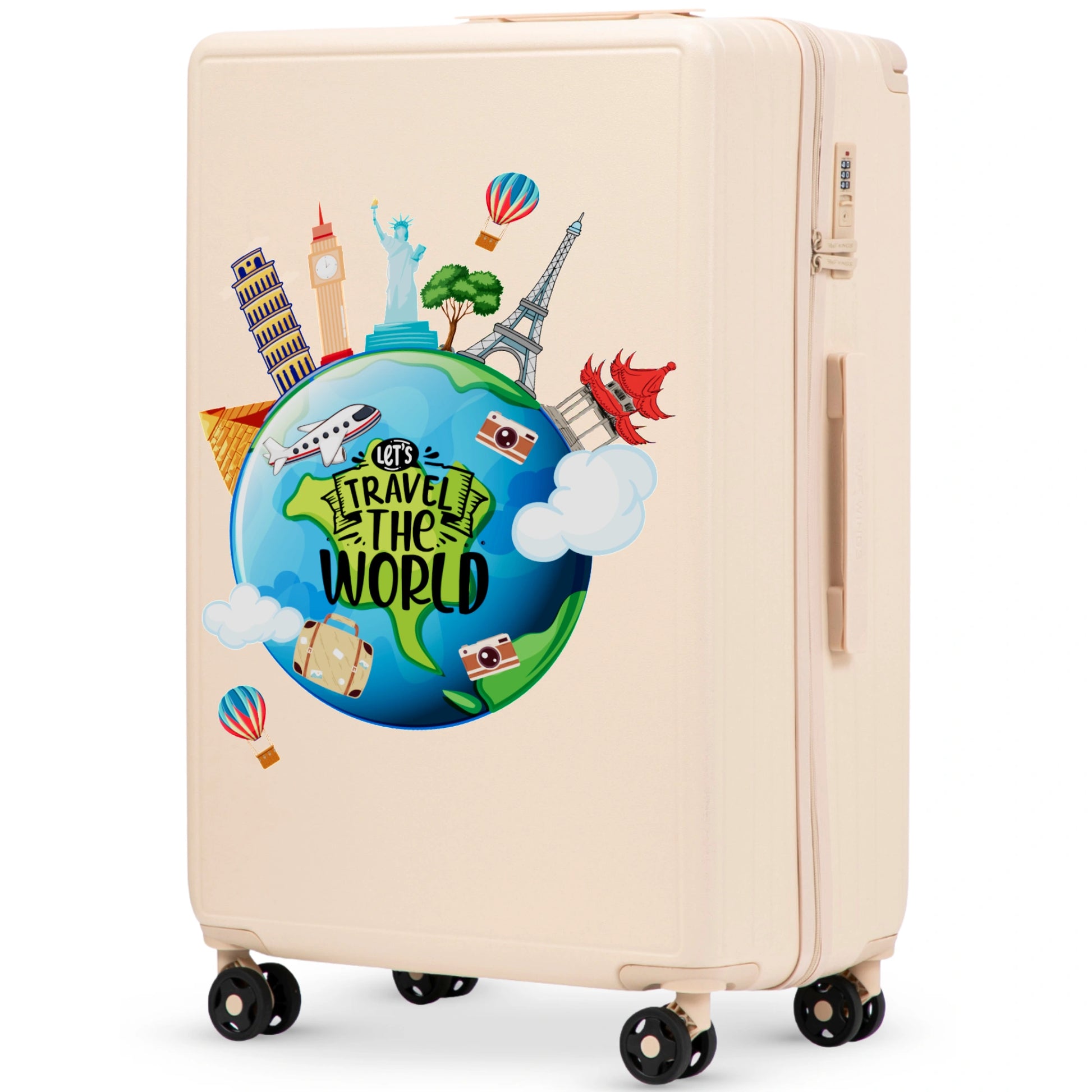 Set of 3 Wings ABS+ Customized TOURISM DIRTY WHITE Suitcases