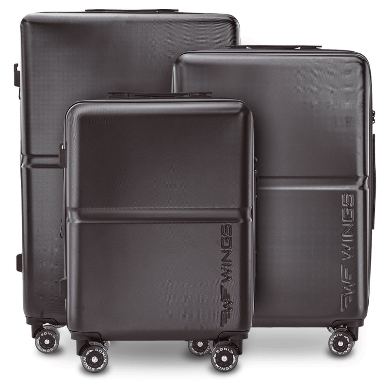 3-osaline Wings PC MAGPIE BLACK kohvrite komplekt, kummirattad
