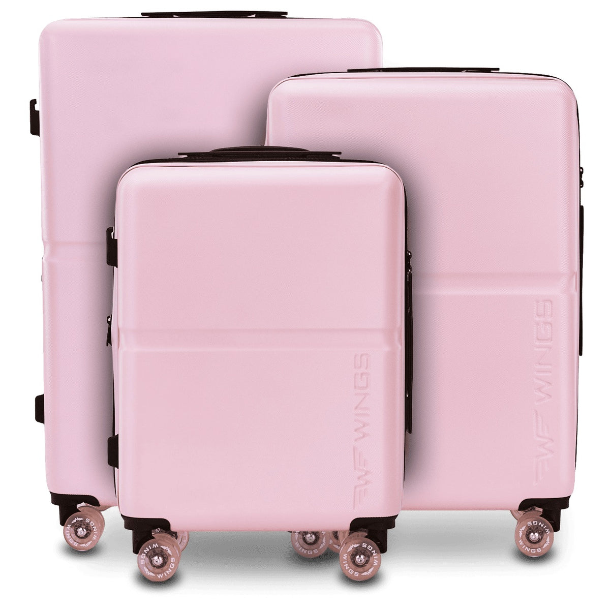 Sæt med 3 Wings PC MAGPIE PINK-kufferter med gummihjul