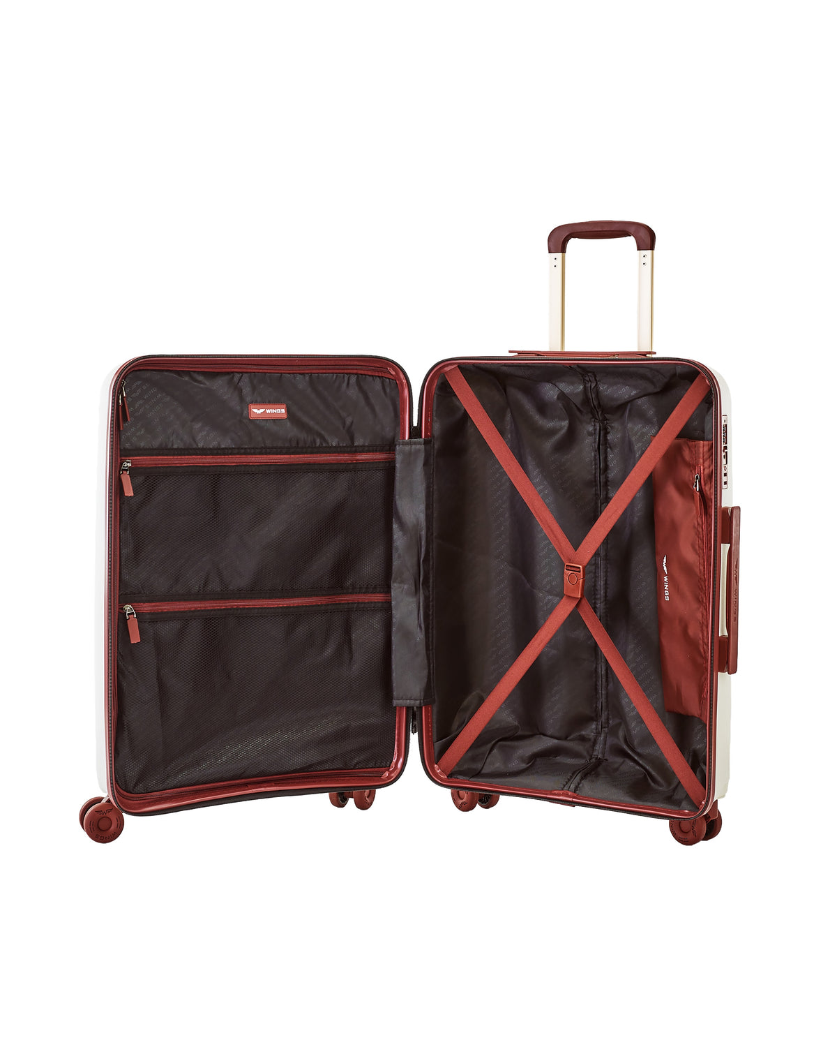 WINGS PUFFIN 20" OFF WHITE + BURGUNDY CABIN SUITCASE