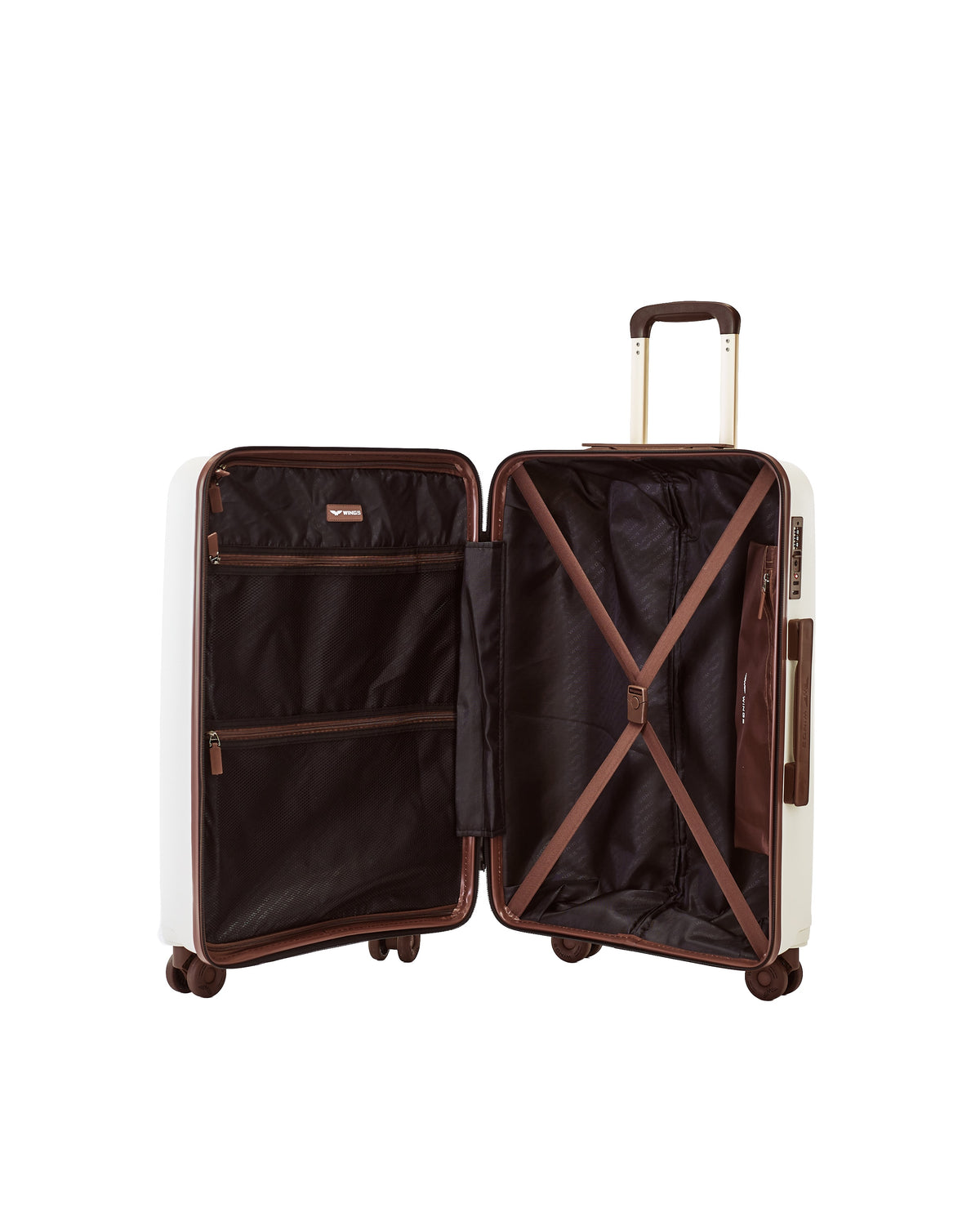 LARGE WINGS PUFFIN 28" SUITCASE OFF WHITE + BROWN