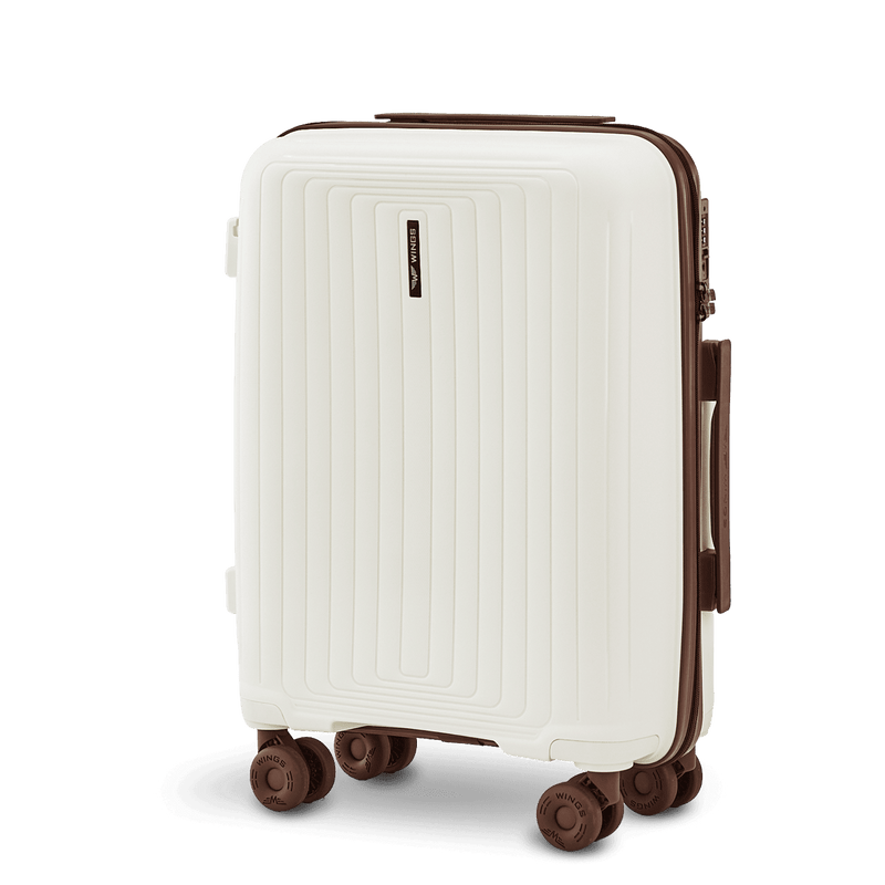 WINGS PUFFIN 20" OFF WHITE + BROWN CABIN SUITCASE