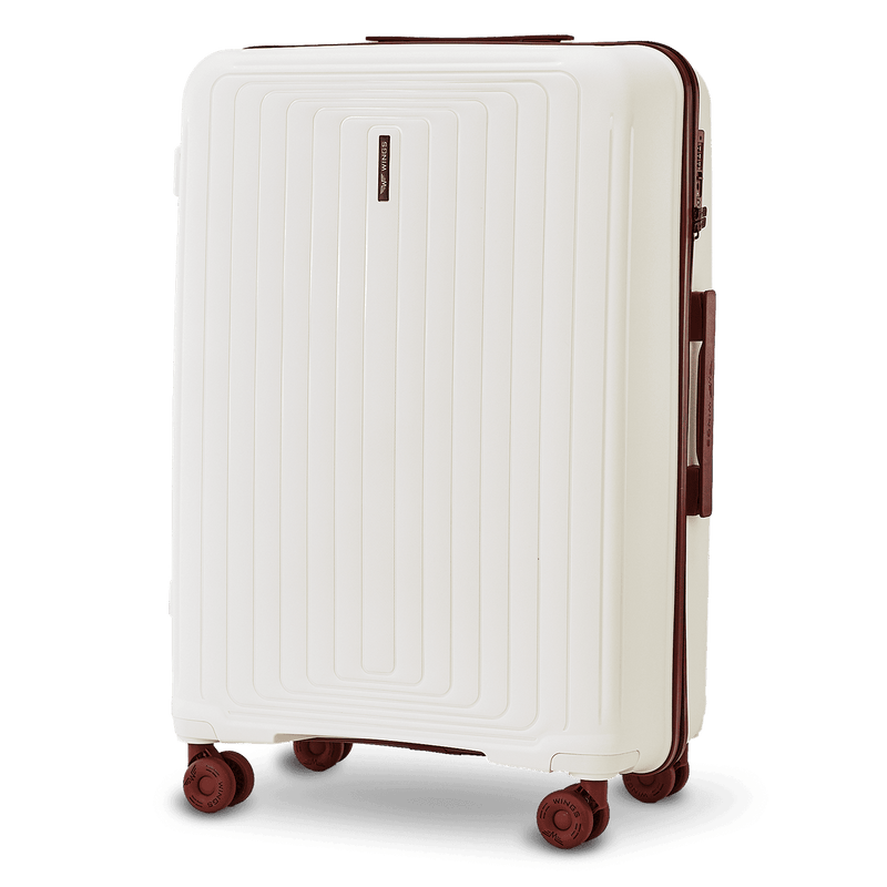 LARGE WINGS PUFFIN 28" SUITCASE OFF WHITE + BURGUNDY
