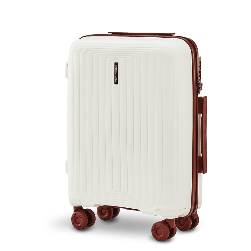 WINGS PUFFIN 20" OFF WHITE + BURGUNDY CABIN SUITCASE