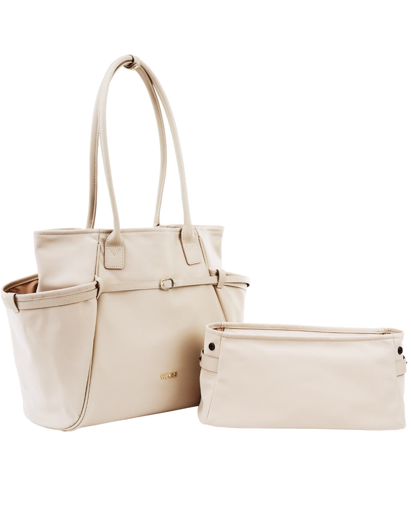 Torba shopper WINGS ROSELLA z odpinaną kosmetyczką i pasem na walizkę BEIGE