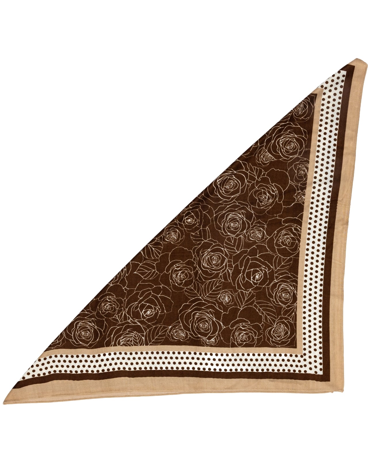 Damesjal WINGS brun 90x90 cm med blomster- og geometrisk mønster