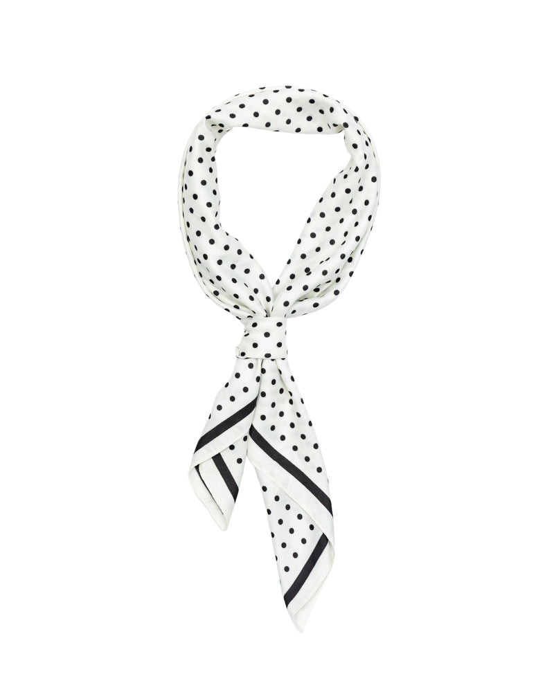WINGS women's scarf 90x90 cm black and white polka dots