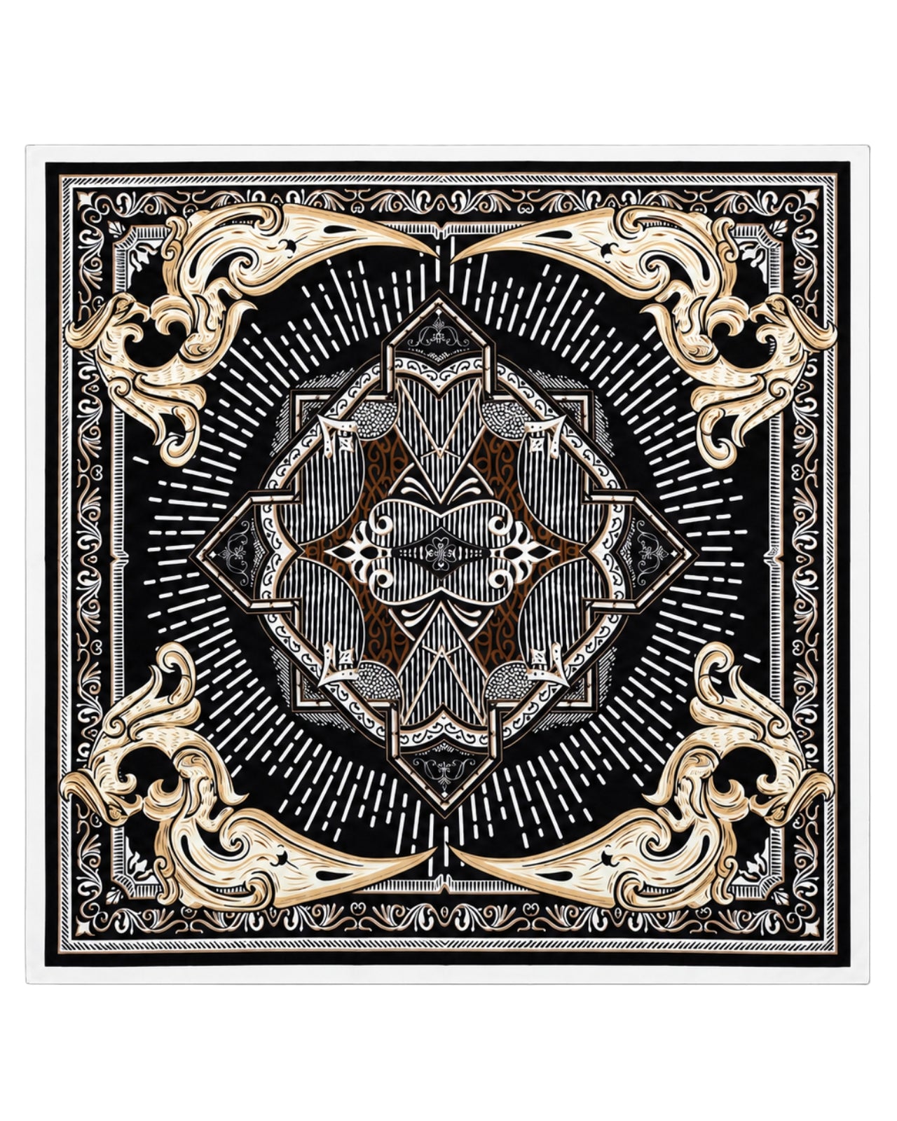 Dámská šála WINGS 90x90 cm barokní vzor černá