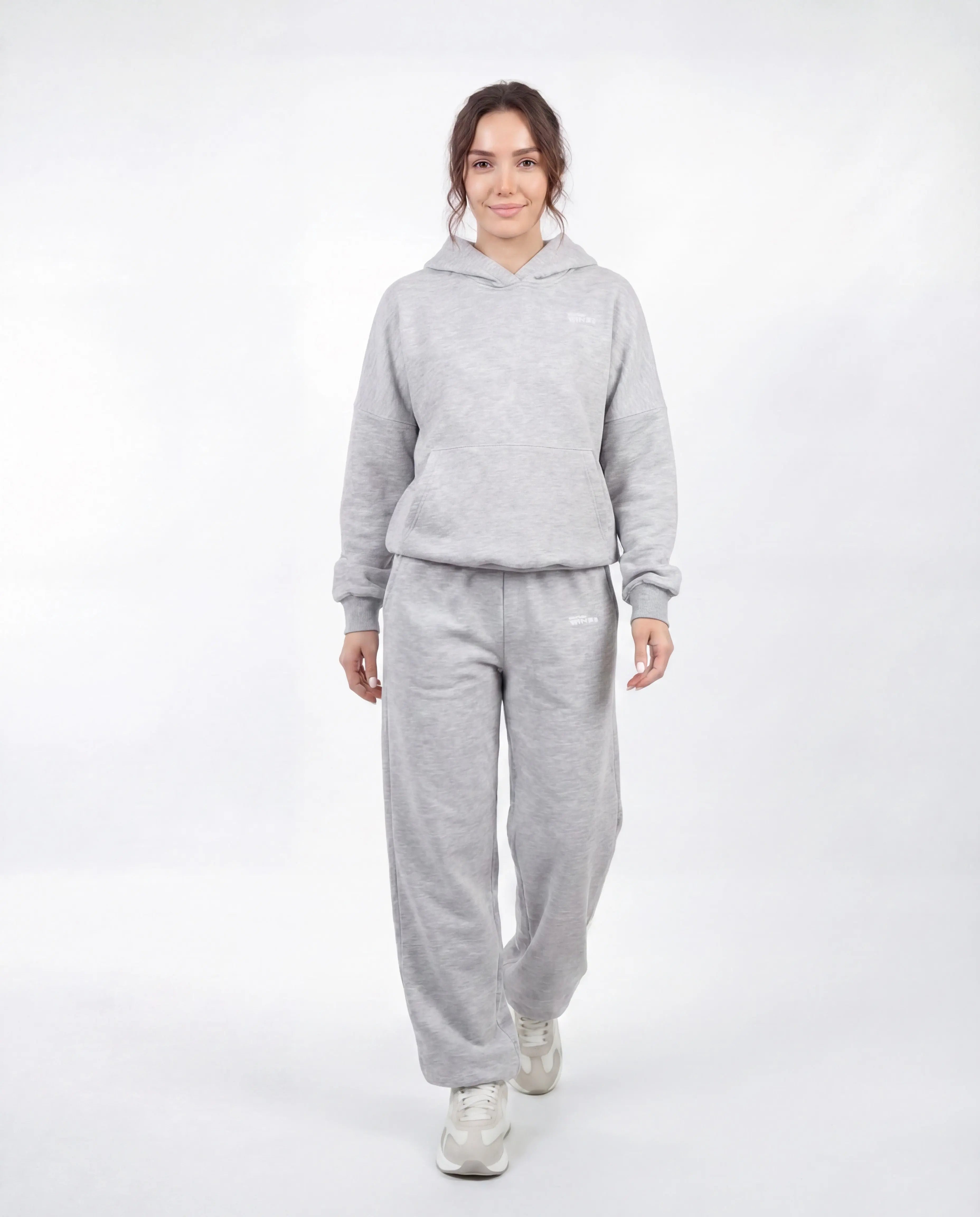 WINGS UNLEASH Women's Oversized Cotton Sweatsuit Set GREY -