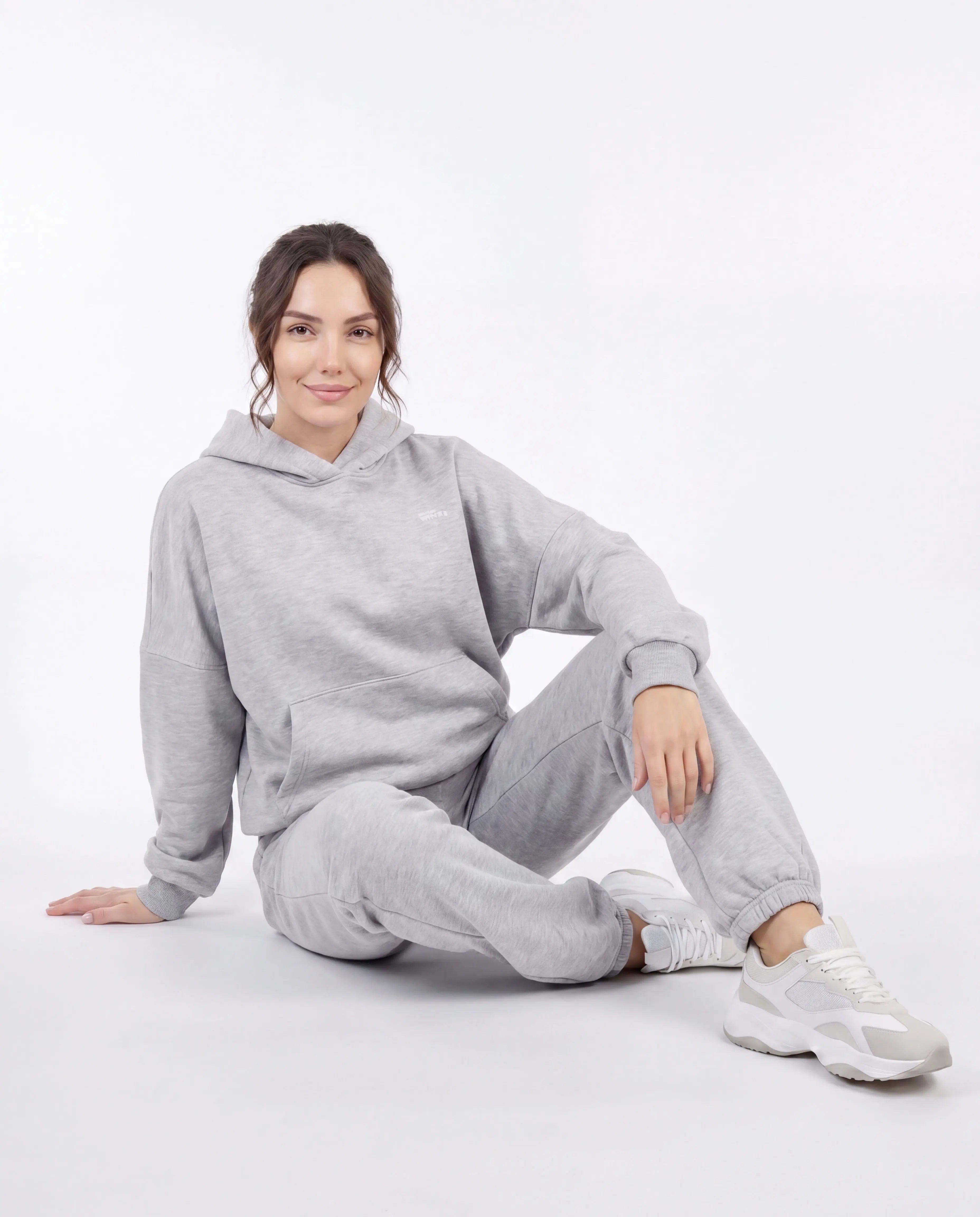 WINGS UNLEASH Women's Oversized Cotton Sweatsuit Set GREY -