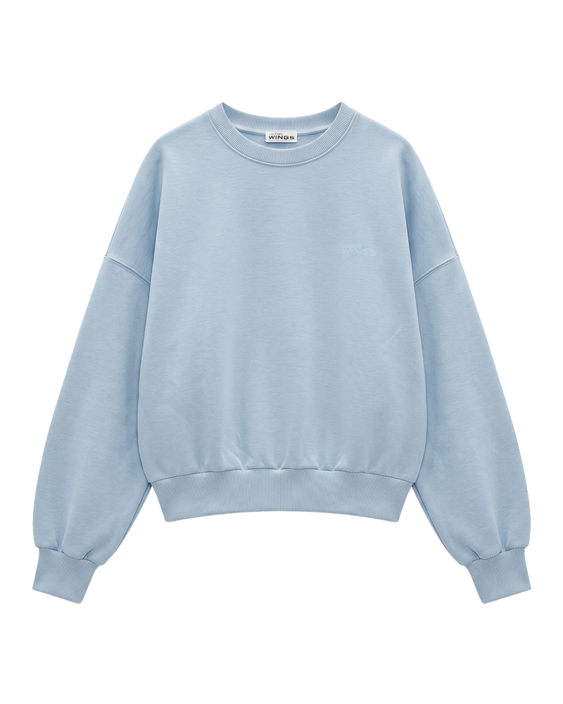 Damebluse CREWNECK oversize UNLEASH WINGS PASTEL BLUE