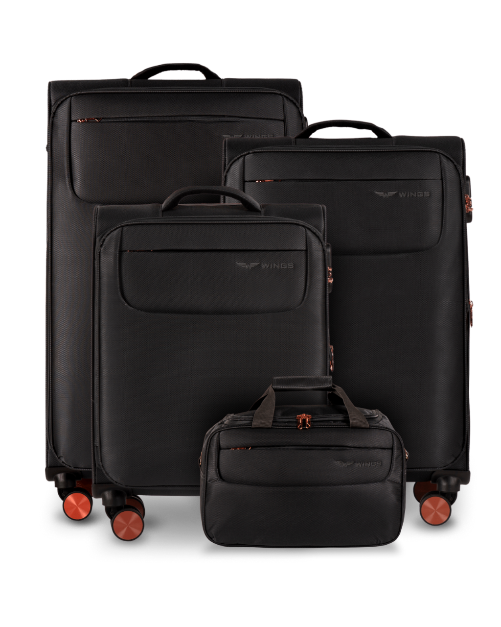 Set van 3 koffers TERN + handbagage tas Wings ZWART
