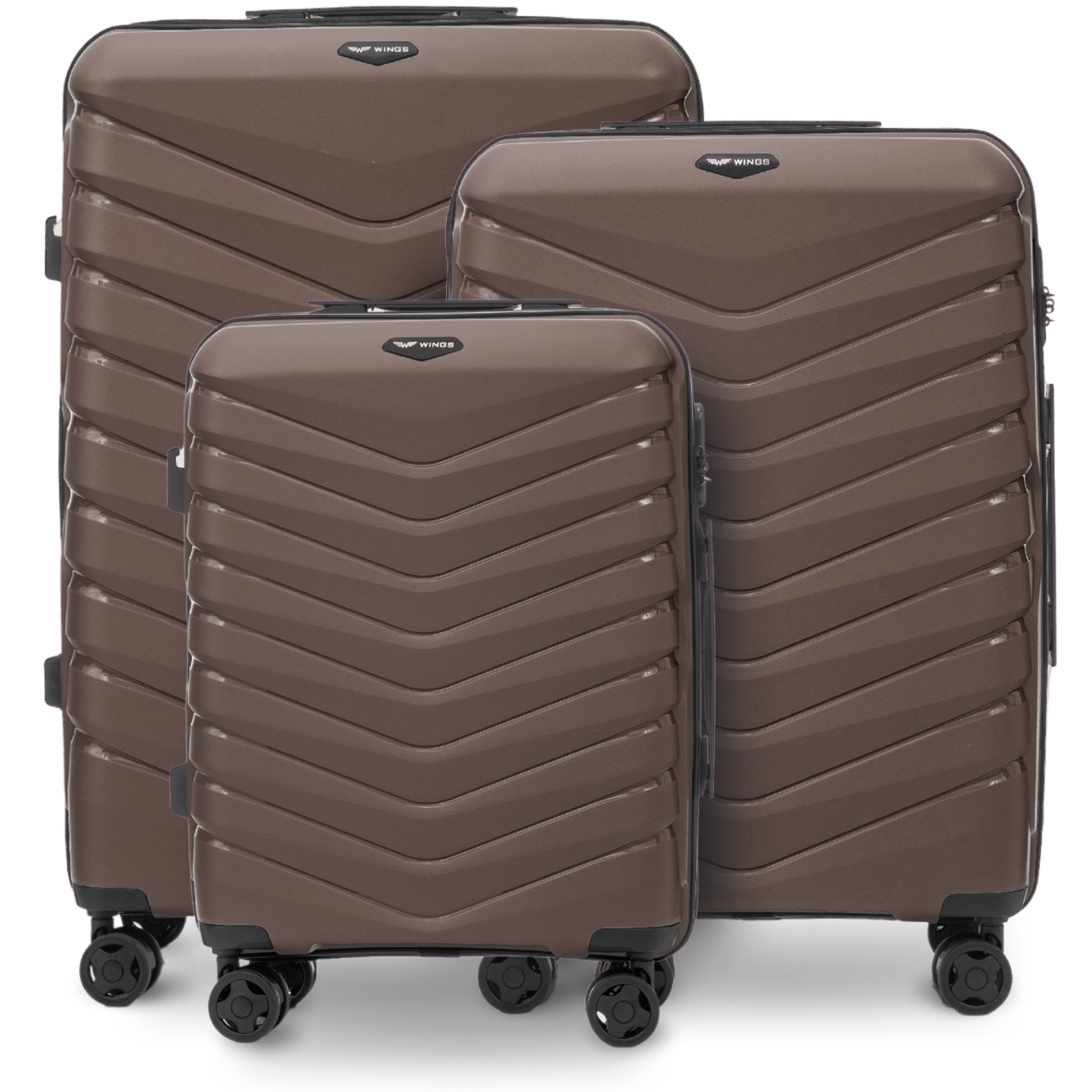 Set of 3 Wings PHOENIX 2.0 polypropylene suitcases BROWN