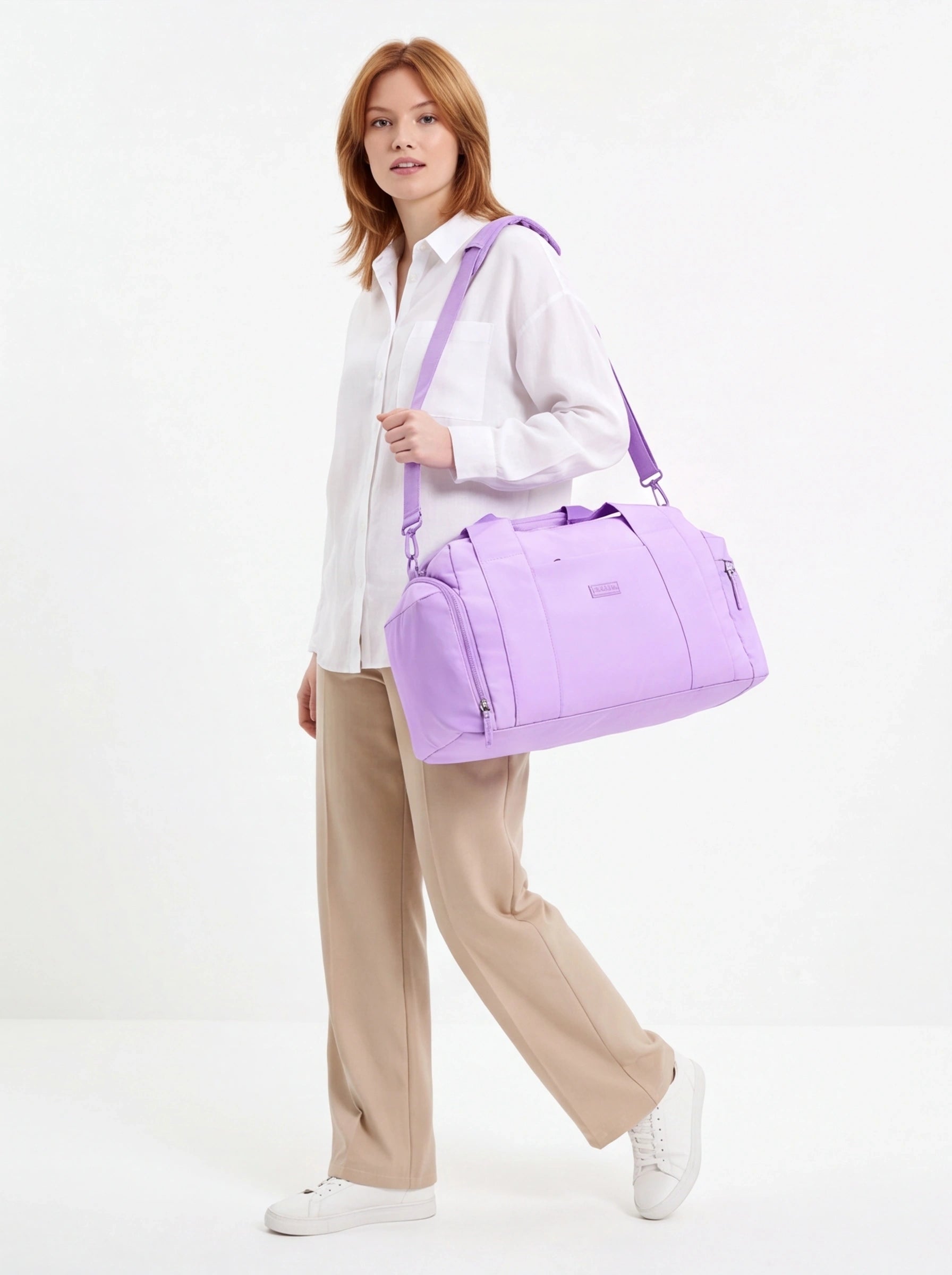 WINGS SOLENNE sports bag with shoe pocket and suitcase strap PURPLE