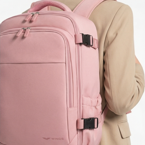 Kabinkový batoh WING příruční zavazadlo Ryanair a Wizz Air, lehký cestovní batoh RŮŽOVÝ