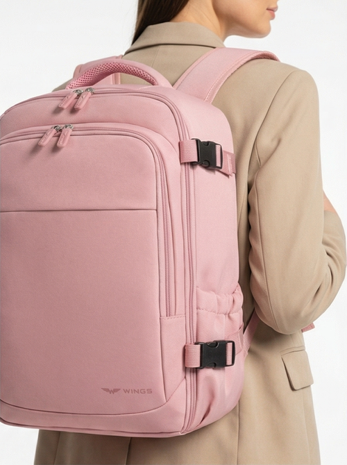 Cabin Backpack WING Carry-on Luggage Ryanair and Wizz Air, Lightweight Travel Backpack PINK