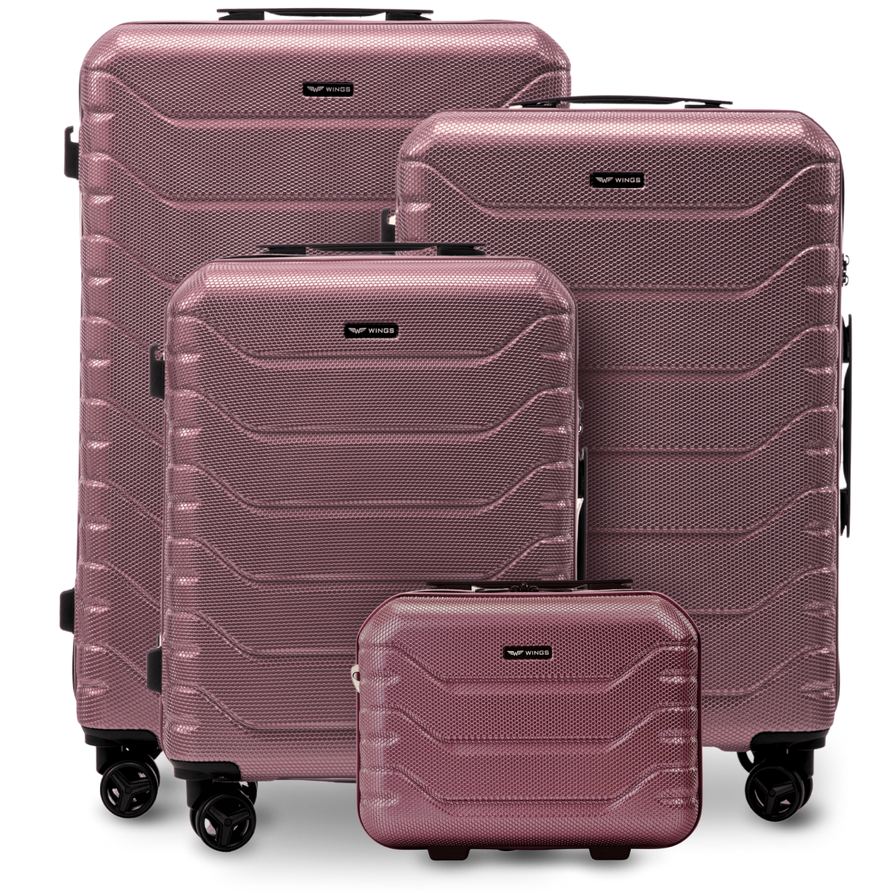 4er-Set Wings CRAKE-Koffer S/M/L + ROSE GOLD-Reisetasche