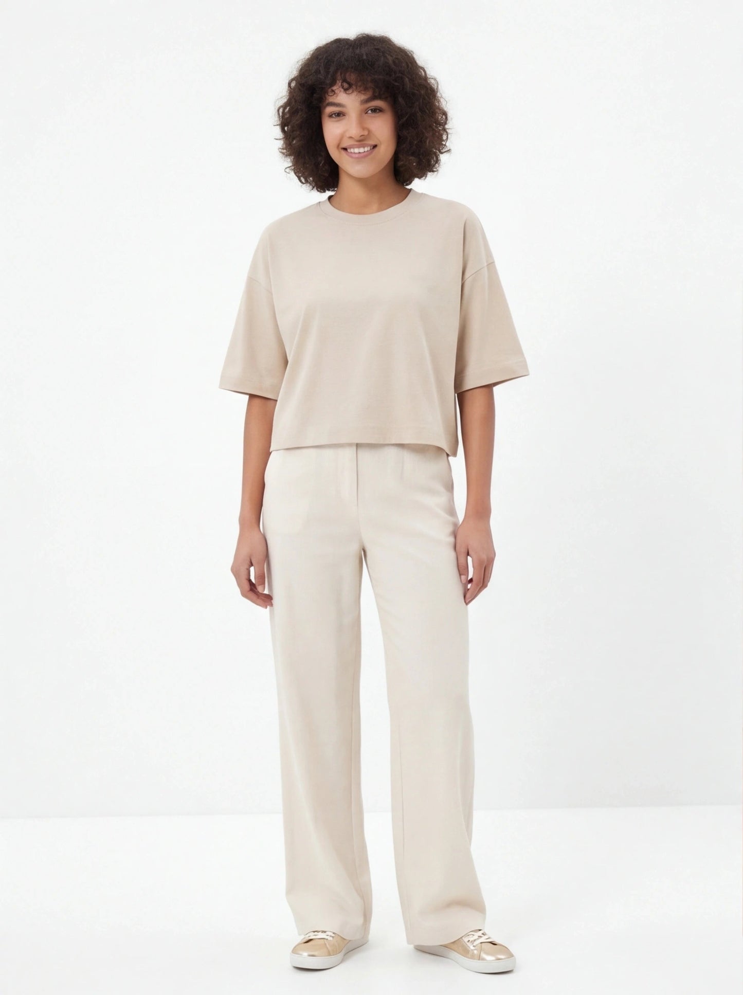 Koszulka damska oversize BEIGE WINGS UNLEASH